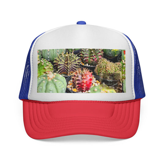 Cactus Print Trucker Cap | Trendy Sun Hat, Casual Outdoor Accessory, Gift for Garden Lovers, Summer Fashion, Unique Gift Idea