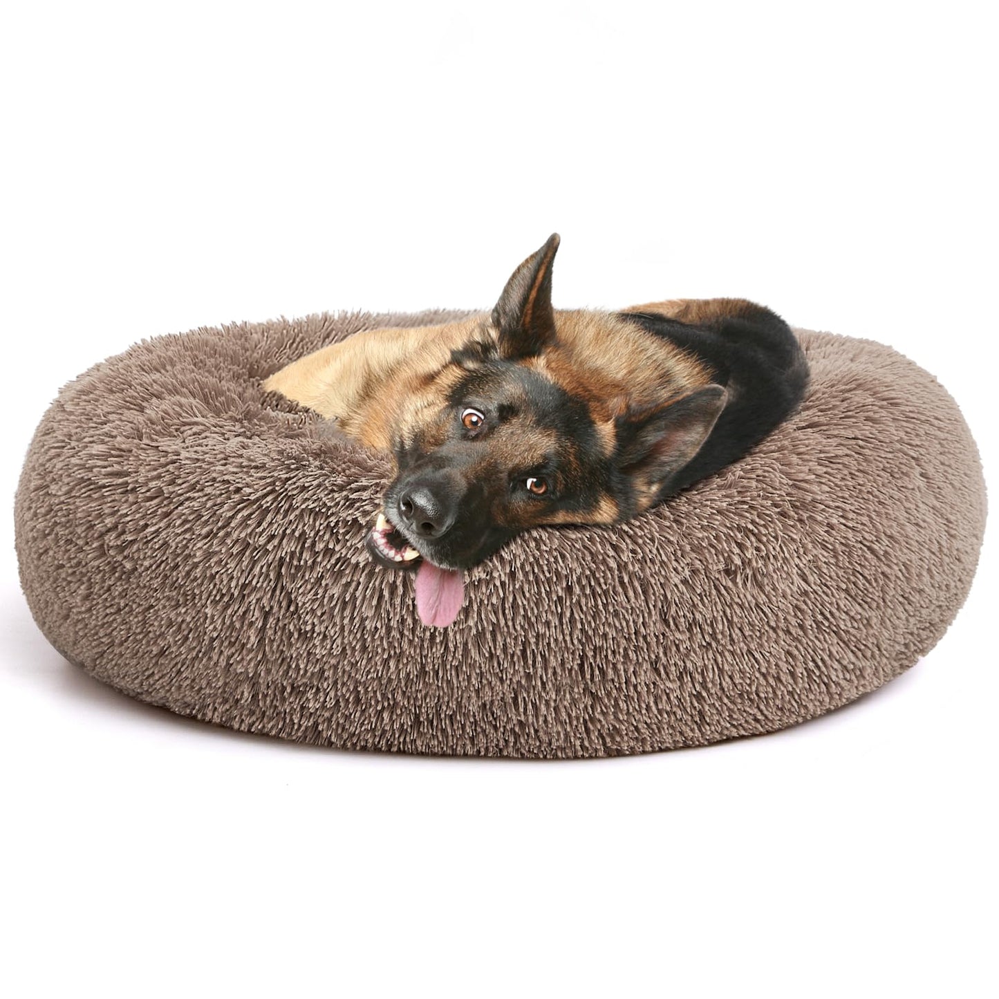 MIXJOY Orthopedic Dog Bed Comfortable Donut Cuddler Round Pet Beds Ultra Soft Washable Dog and Cat Cushion (20''/23''/30'') (23'', Brown)