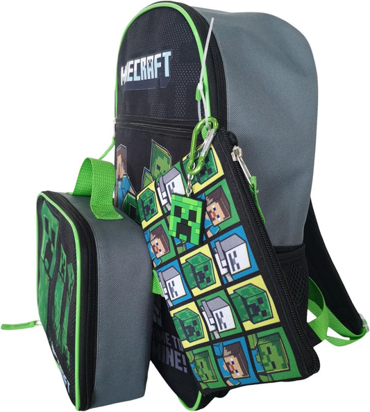 Bioworld Minecraft Creepers 5pc Backpack Bookbag Set Licensed