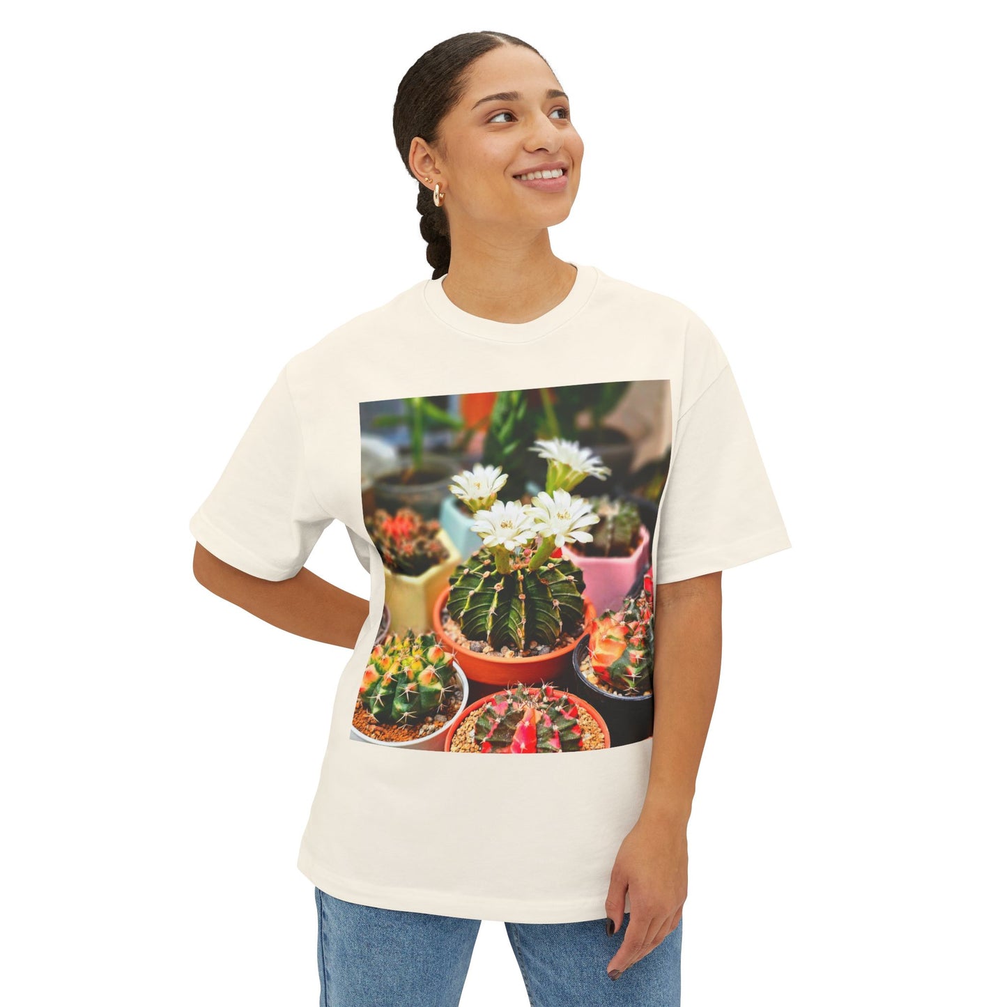 Succulent Soul Oversized Tee, Relaxed Fit T-Shirt for Plant Lovers, Gift for Gardeners, Casual Everyday Wear, Eco-Friendly Fashion