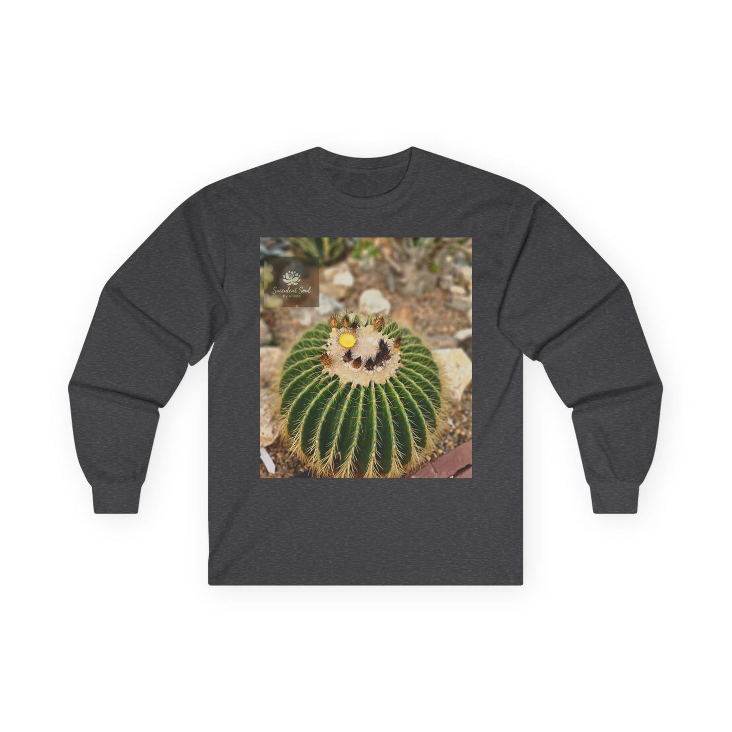 Succulent Soul Long Sleeve Tee | Plant Lover Gift, Botanical Fashion, Nature Enthusiast Apparel, Gardening Shirt, Trendy Casual Wear