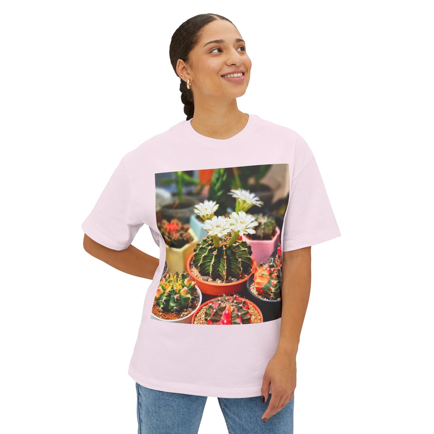 Succulent Soul Oversized Tee, Relaxed Fit T-Shirt for Plant Lovers, Gift for Gardeners, Casual Everyday Wear, Eco-Friendly Fashion
