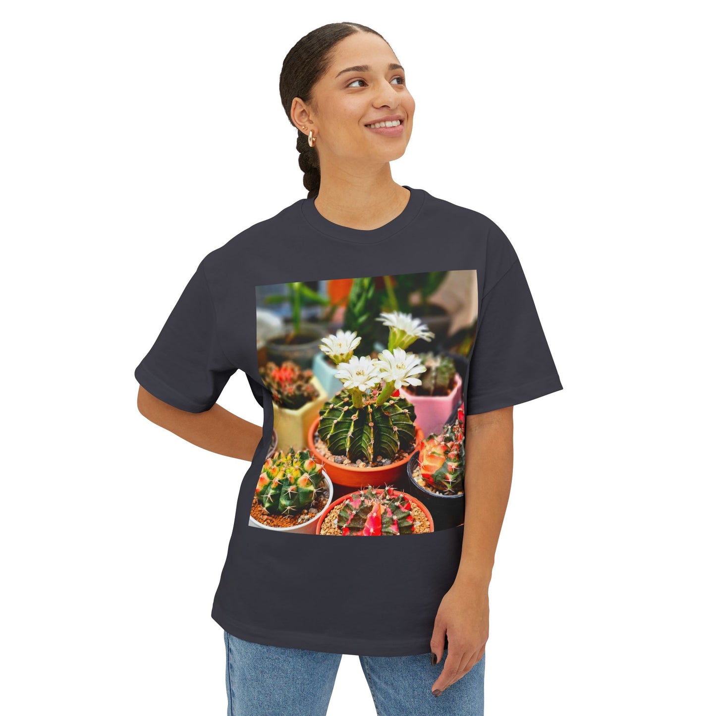 Succulent Soul Oversized Tee, Relaxed Fit T-Shirt for Plant Lovers, Gift for Gardeners, Casual Everyday Wear, Eco-Friendly Fashion