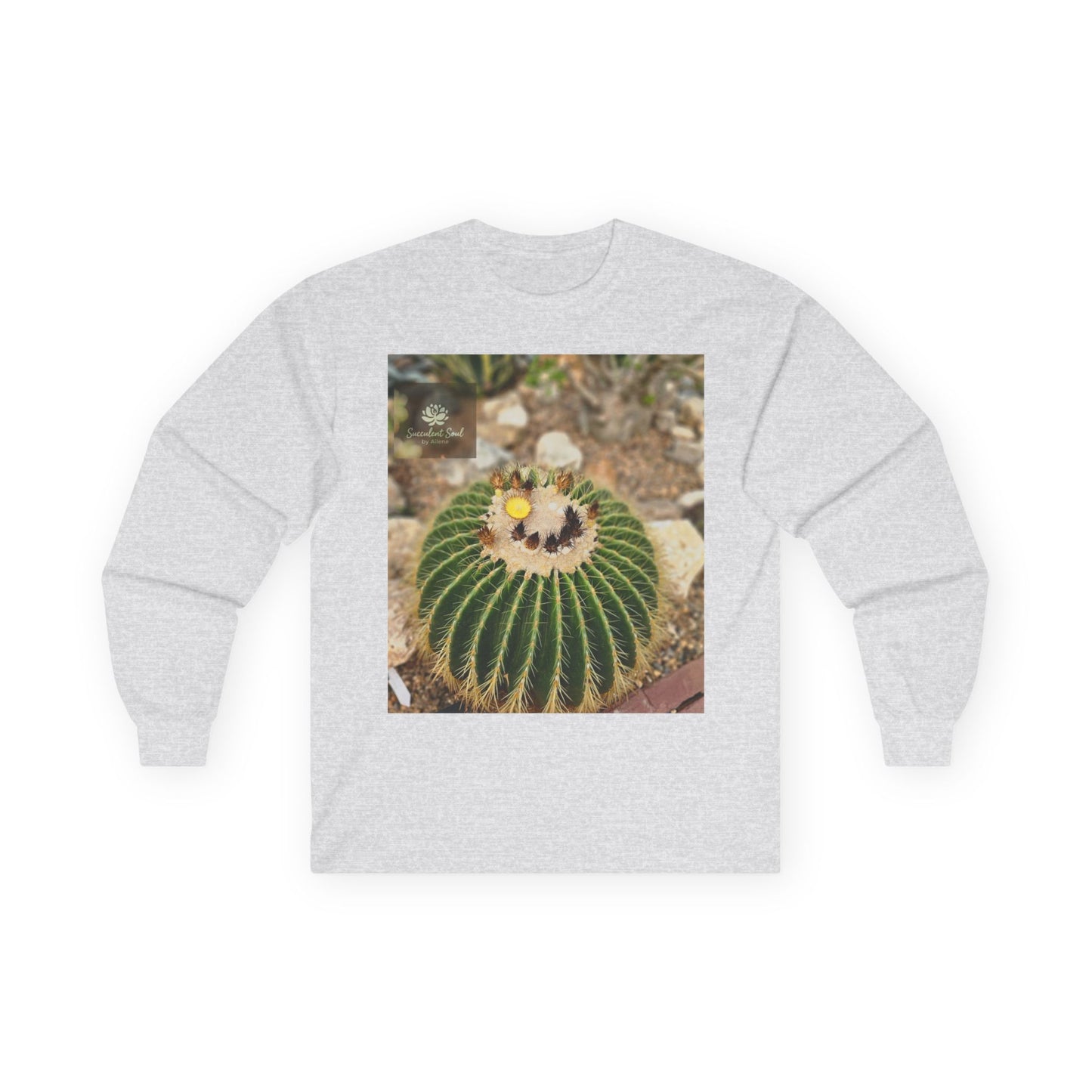 Succulent Soul Long Sleeve Tee | Plant Lover Gift, Botanical Fashion, Nature Enthusiast Apparel, Gardening Shirt, Trendy Casual Wear
