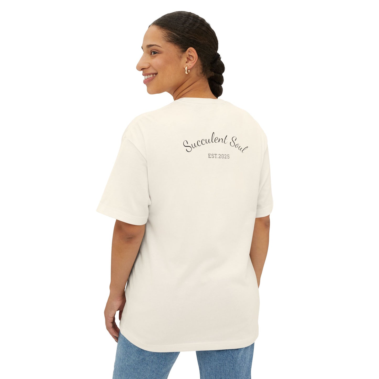 Succulent Soul Oversized Tee, Relaxed Fit T-Shirt for Plant Lovers, Gift for Gardeners, Casual Everyday Wear, Eco-Friendly Fashion