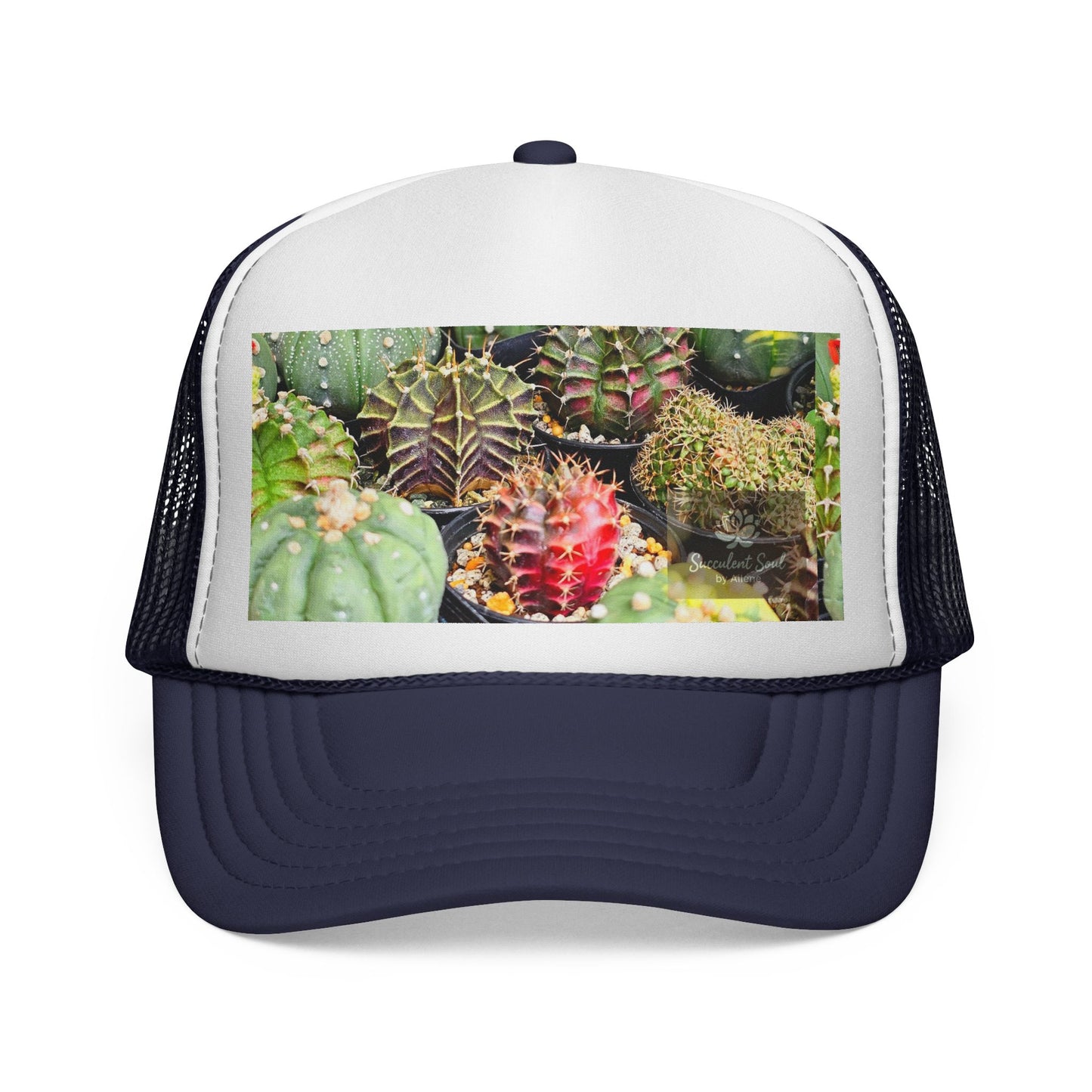 Cactus Print Trucker Cap | Trendy Sun Hat, Casual Outdoor Accessory, Gift for Garden Lovers, Summer Fashion, Unique Gift Idea