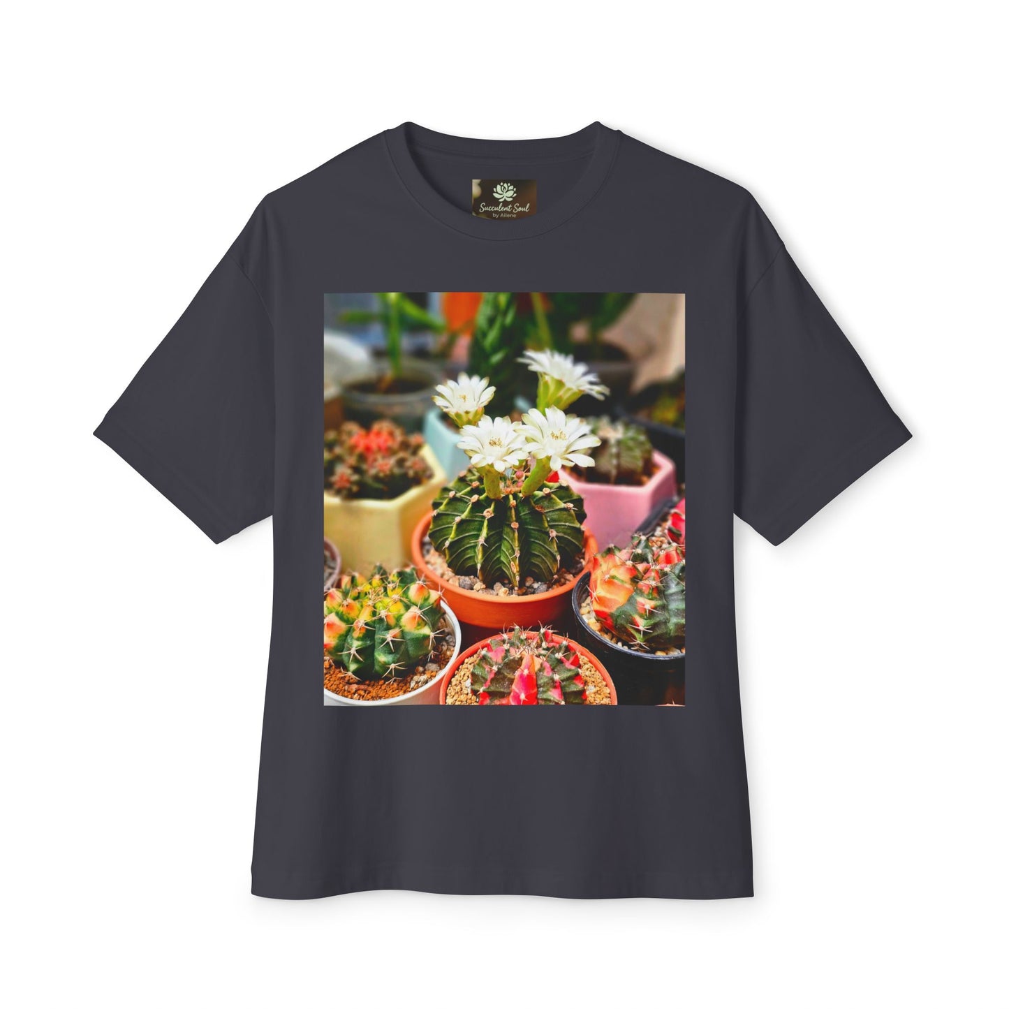 Succulent Soul Oversized Tee, Relaxed Fit T-Shirt for Plant Lovers, Gift for Gardeners, Casual Everyday Wear, Eco-Friendly Fashion