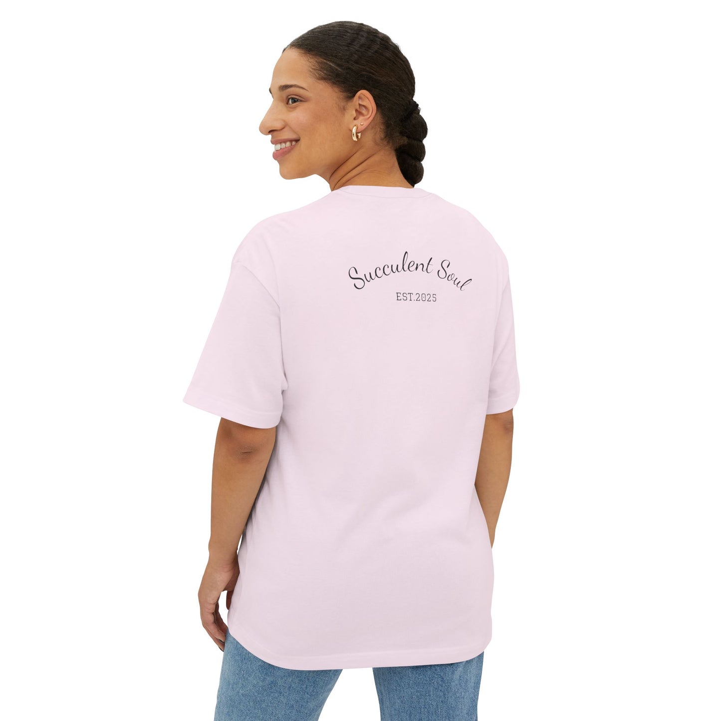 Succulent Soul Oversized Tee, Relaxed Fit T-Shirt for Plant Lovers, Gift for Gardeners, Casual Everyday Wear, Eco-Friendly Fashion