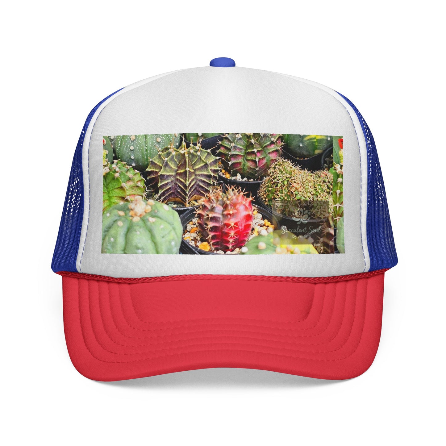 Cactus Print Trucker Cap | Trendy Sun Hat, Casual Outdoor Accessory, Gift for Garden Lovers, Summer Fashion, Unique Gift Idea
