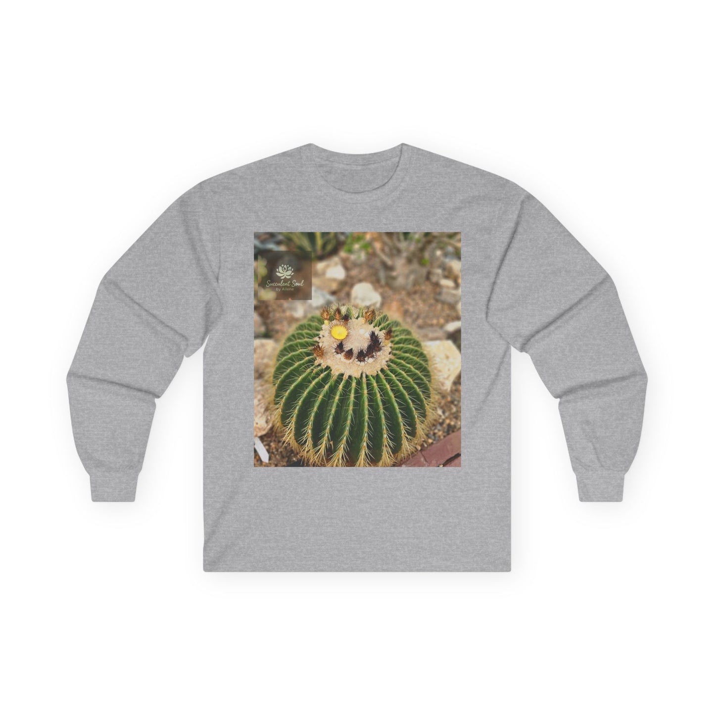 Succulent Soul Long Sleeve Tee | Plant Lover Gift, Botanical Fashion, Nature Enthusiast Apparel, Gardening Shirt, Trendy Casual Wear