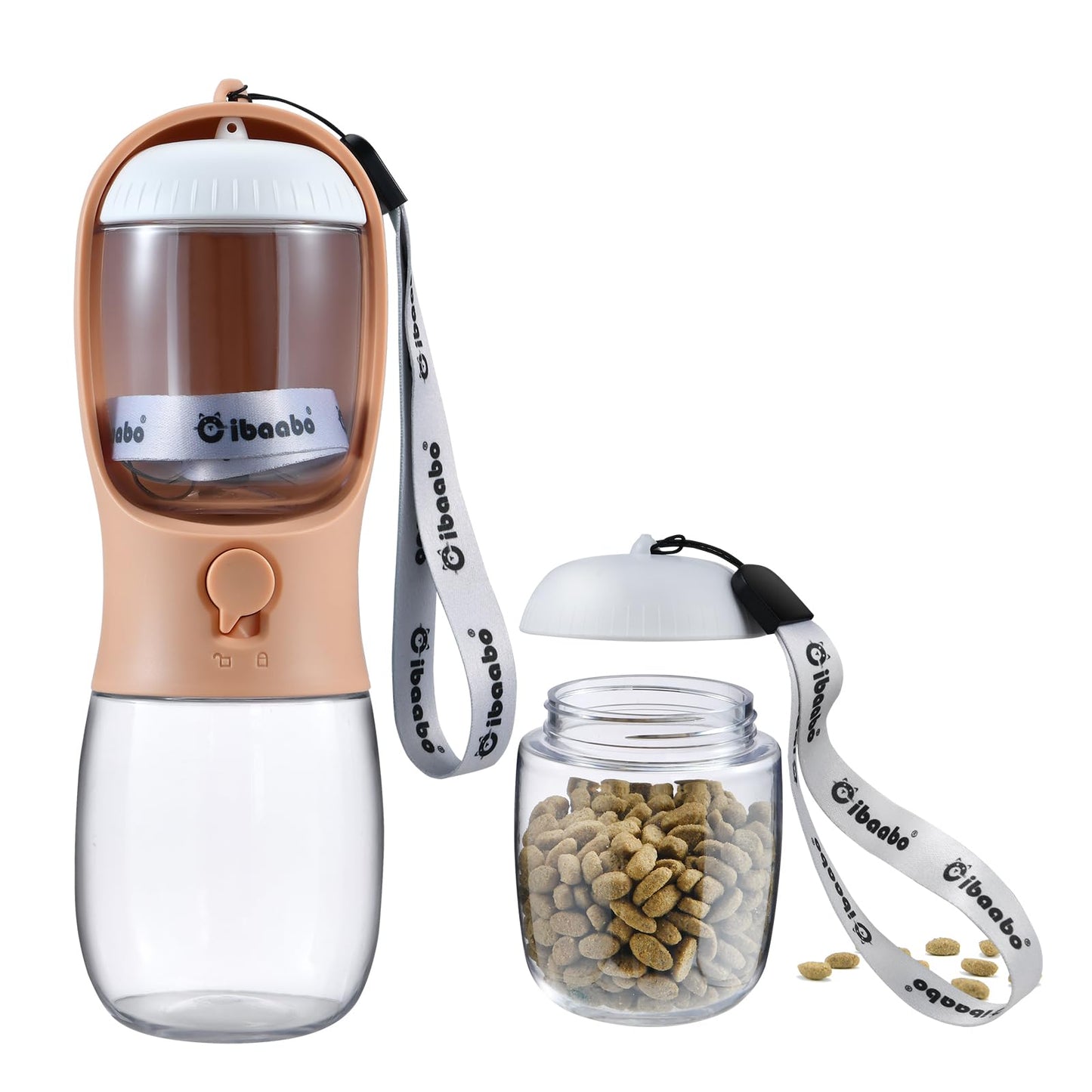 Dog Water Bottle with Food Container, Travel Puppy Water Bowl, Portable Pet Dispenser, Cat Walking and Hiking Dog Gift