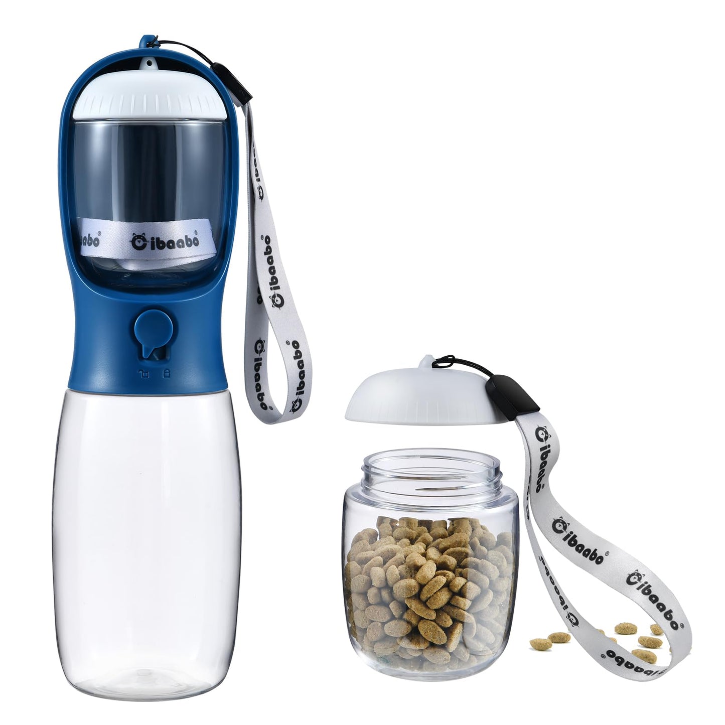 Dog Water Bottle with Food Container, Travel Puppy Water Bowl, Portable Pet Dispenser, Cat Walking and Hiking Dog Gift