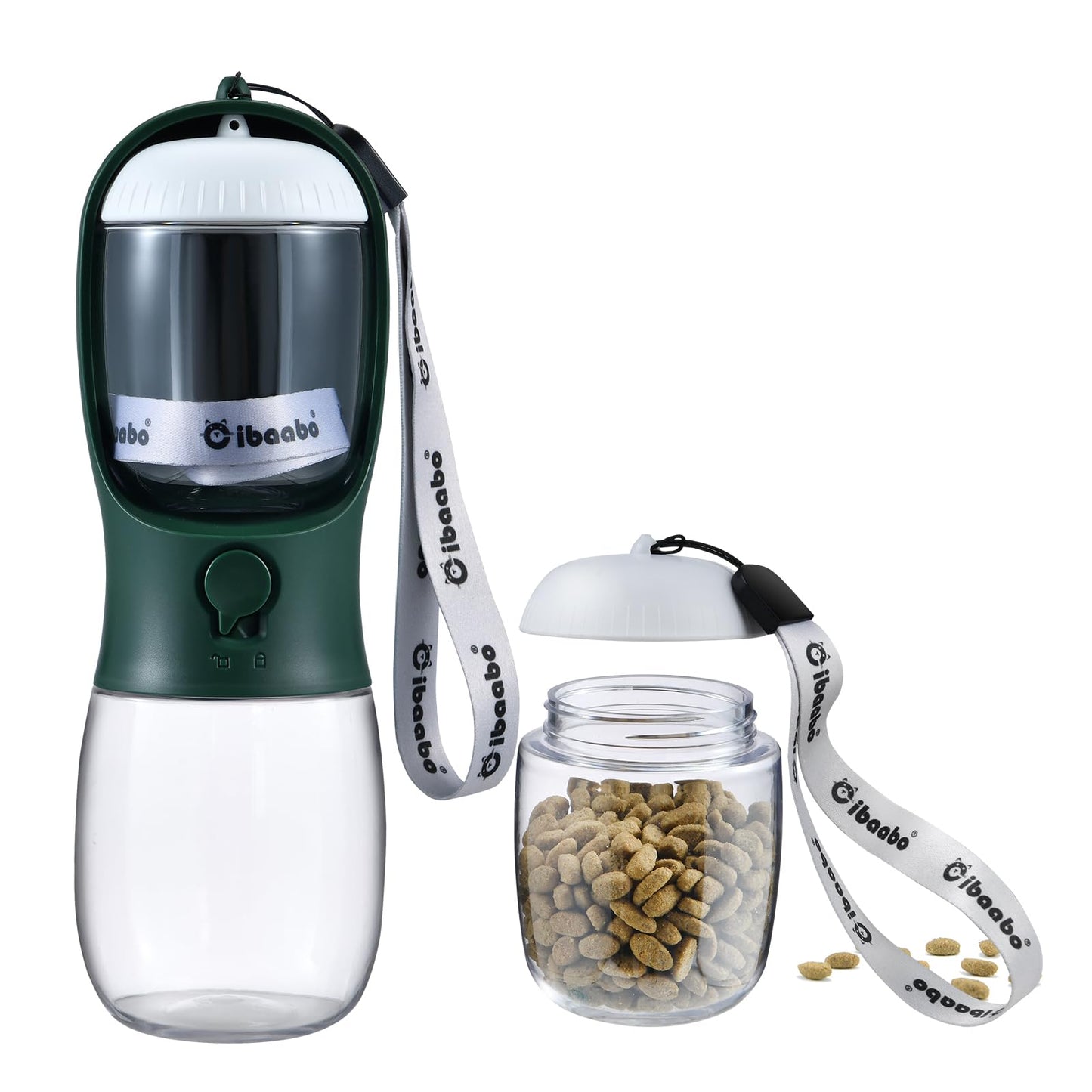 Dog Water Bottle with Food Container, Travel Puppy Water Bowl, Portable Pet Dispenser, Cat Walking and Hiking Dog Gift