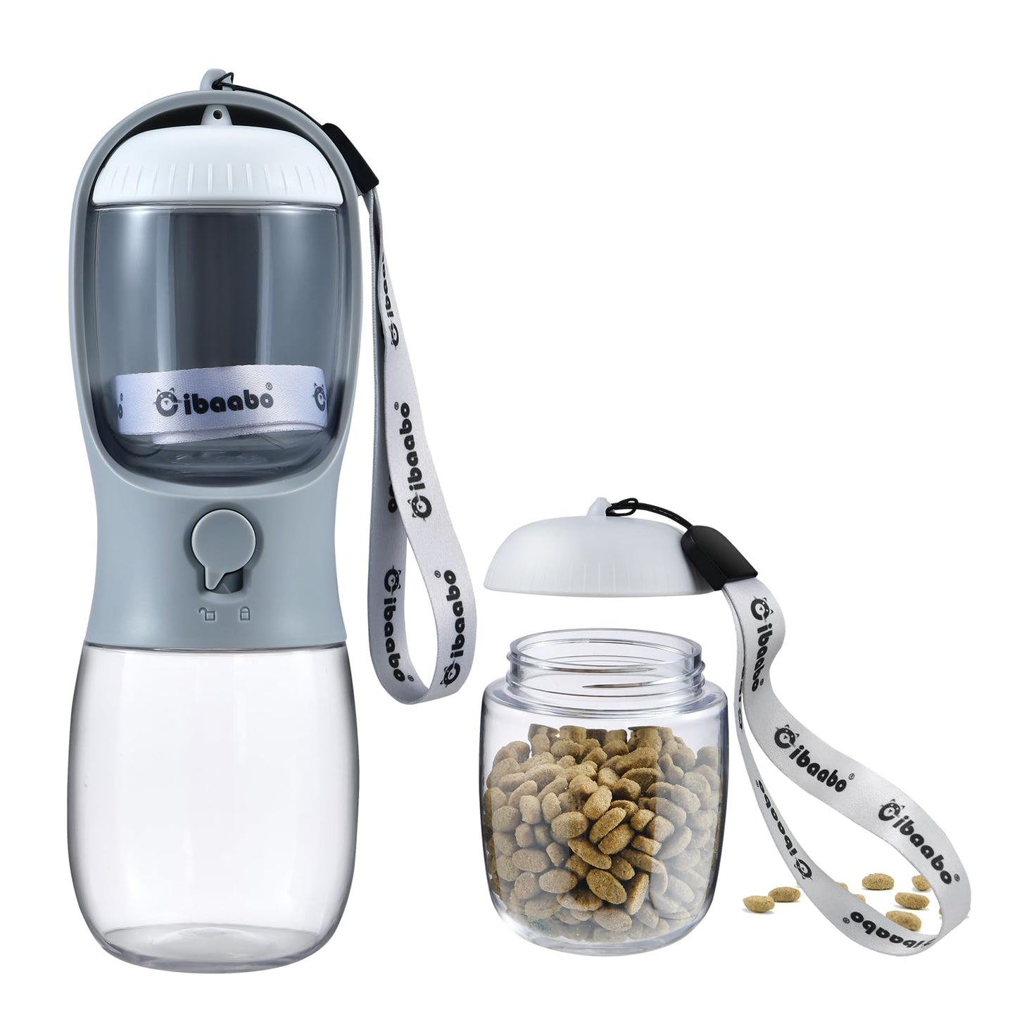 Dog Water Bottle with Food Container, Travel Puppy Water Bowl, Portable Pet Dispenser, Cat Walking and Hiking Dog Gift