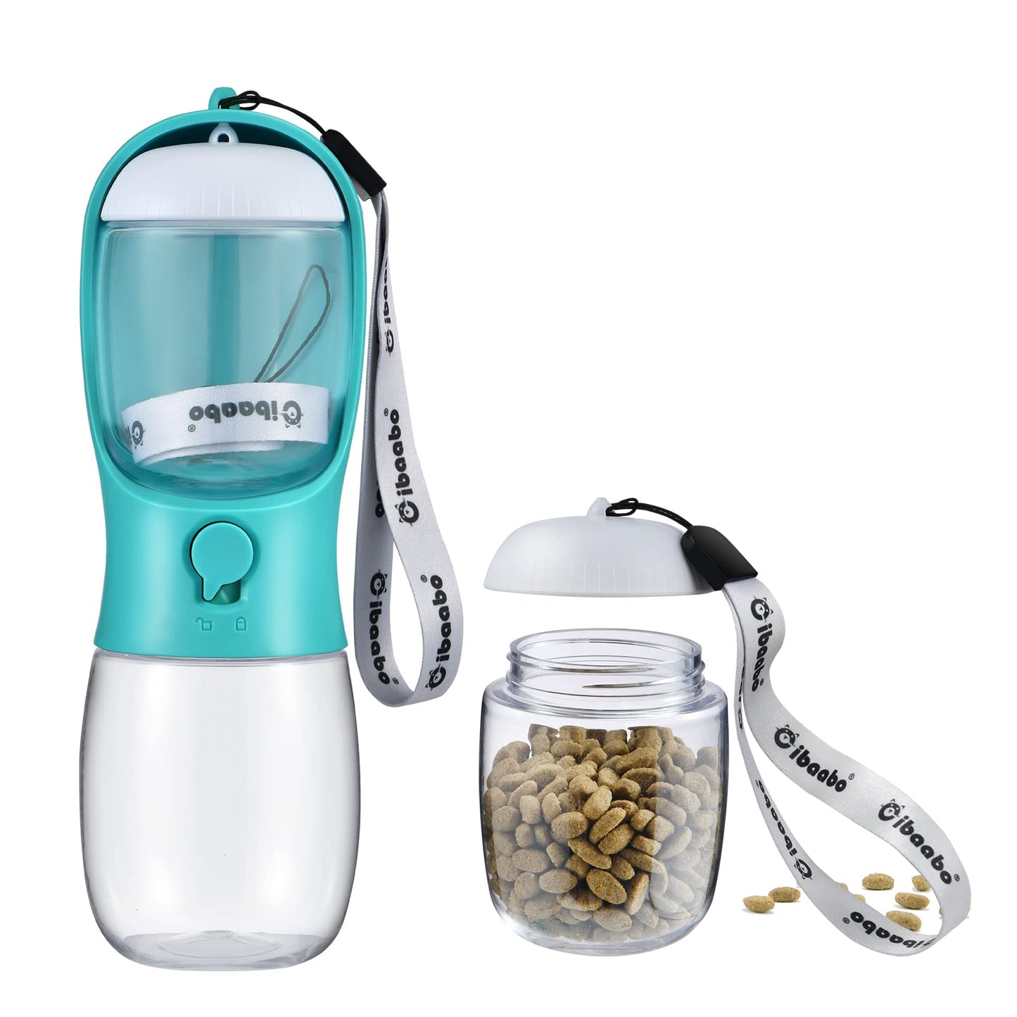 Dog Water Bottle with Food Container, Travel Puppy Water Bowl, Portable Pet Dispenser, Cat Walking and Hiking Dog Gift