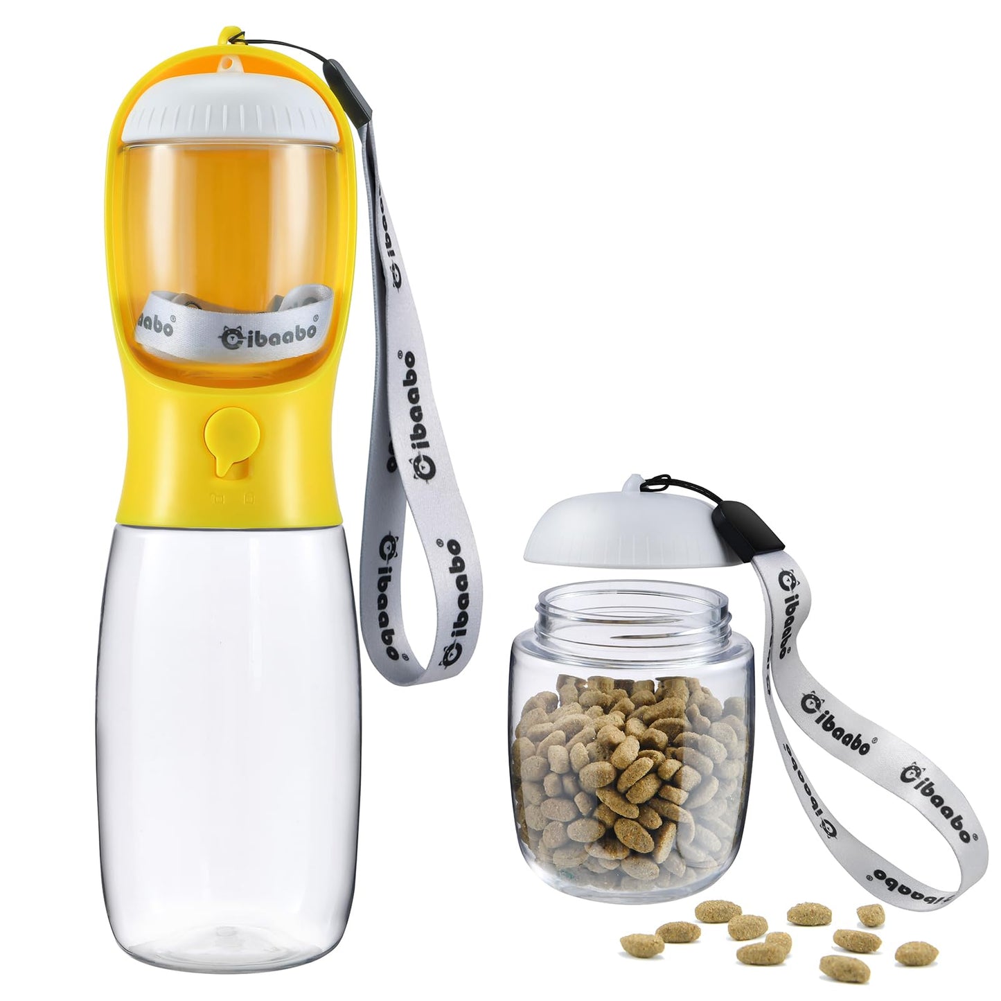 Dog Water Bottle with Food Container, Travel Puppy Water Bowl, Portable Pet Dispenser, Cat Walking and Hiking Dog Gift