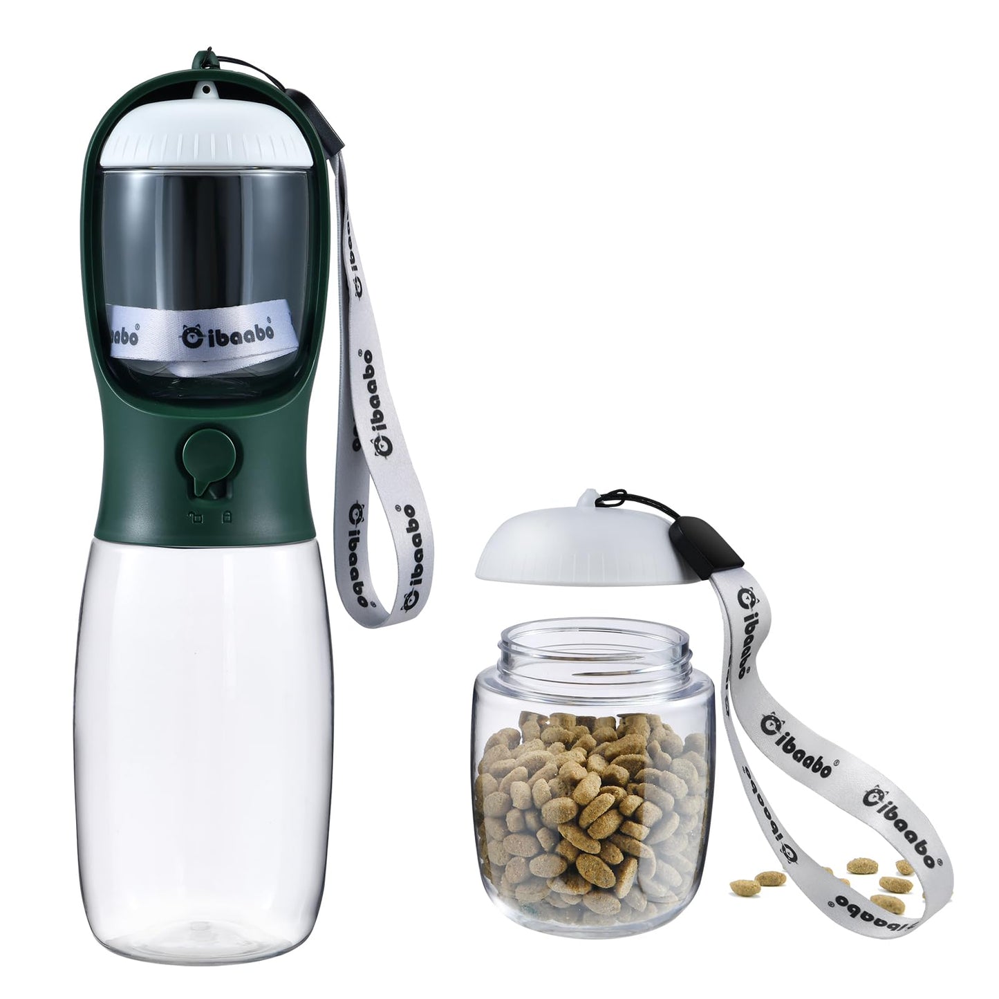 Dog Water Bottle with Food Container, Travel Puppy Water Bowl, Portable Pet Dispenser, Cat Walking and Hiking Dog Gift