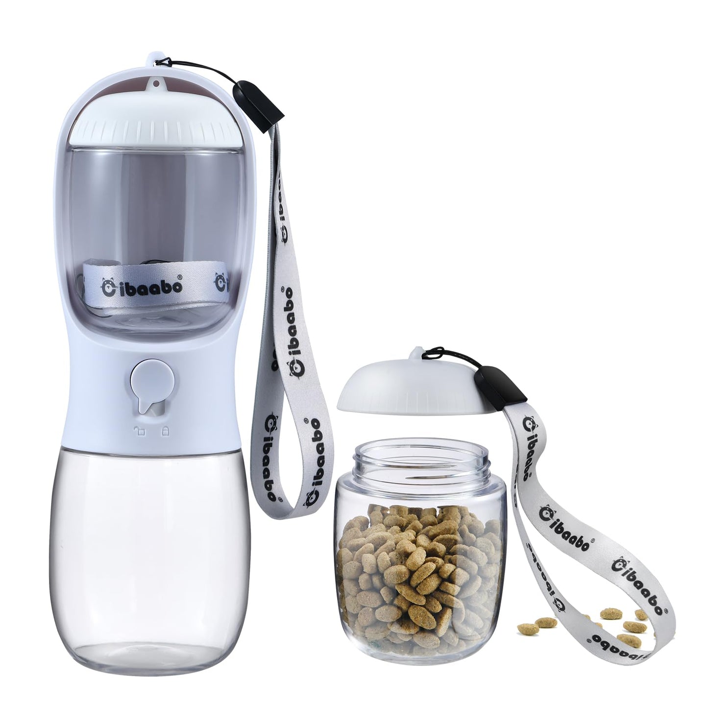 Dog Water Bottle with Food Container, Travel Puppy Water Bowl, Portable Pet Dispenser, Cat Walking and Hiking Dog Gift