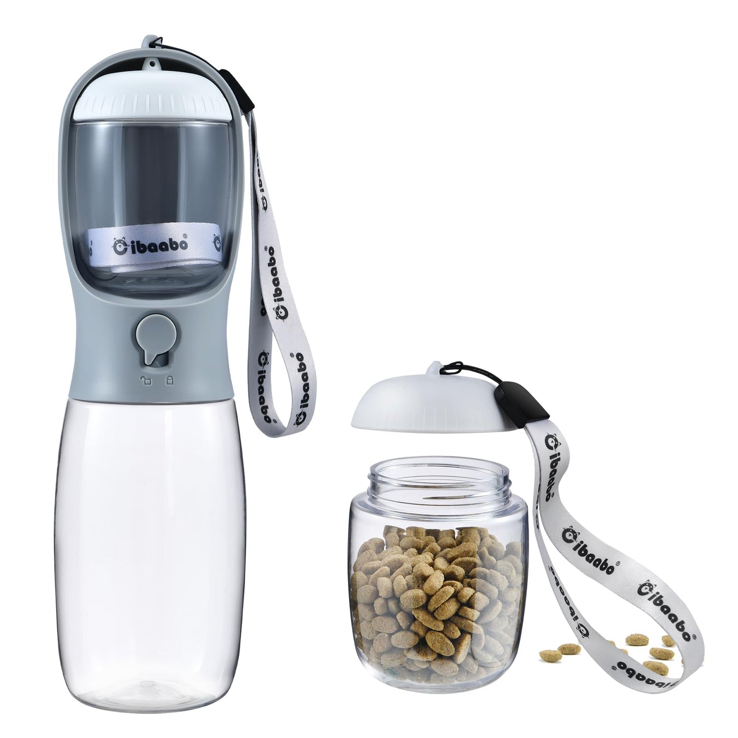 Dog Water Bottle with Food Container, Travel Puppy Water Bowl, Portable Pet Dispenser, Cat Walking and Hiking Dog Gift