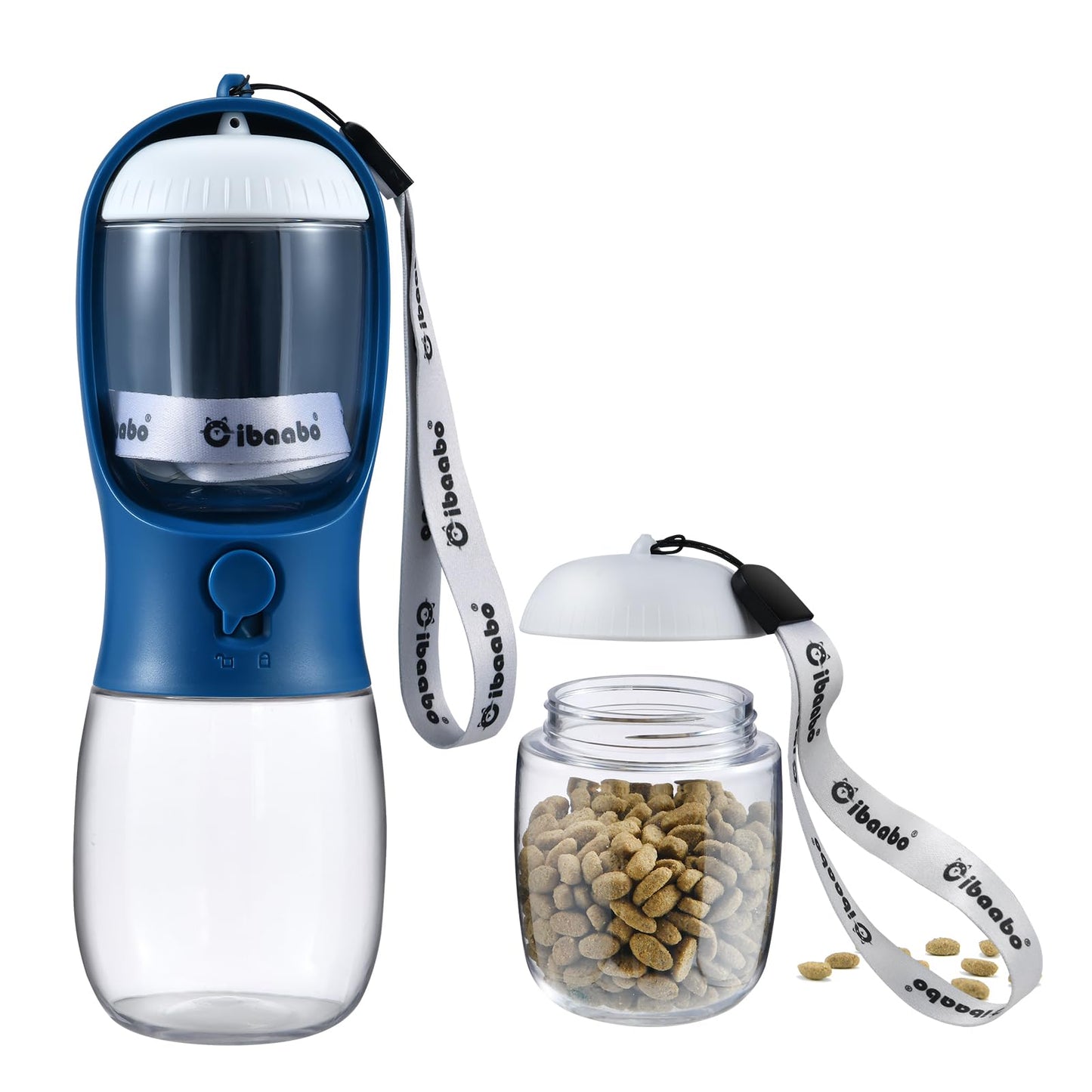 Dog Water Bottle with Food Container, Travel Puppy Water Bowl, Portable Pet Dispenser, Cat Walking and Hiking Dog Gift