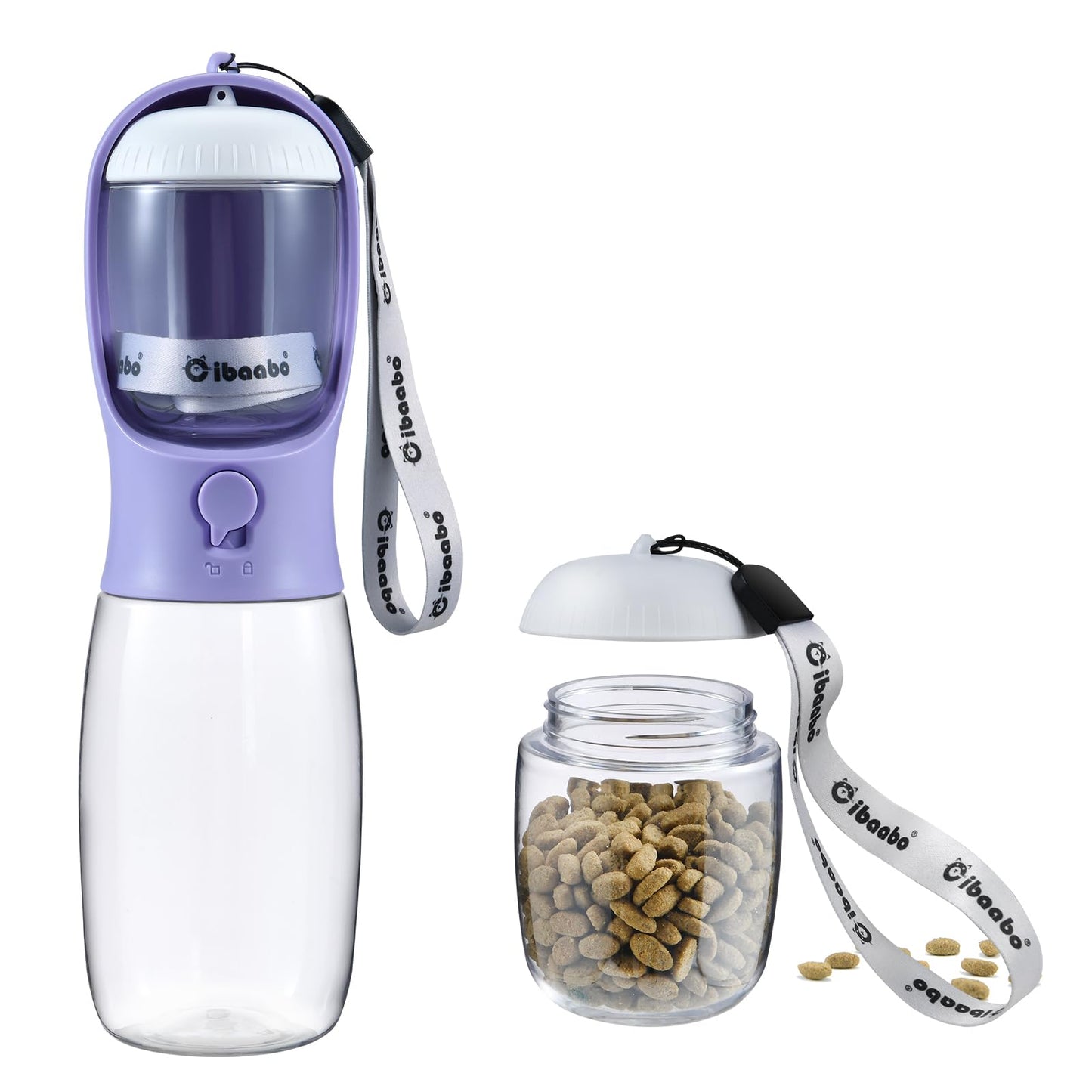 Dog Water Bottle with Food Container, Travel Puppy Water Bowl, Portable Pet Dispenser, Cat Walking and Hiking Dog Gift
