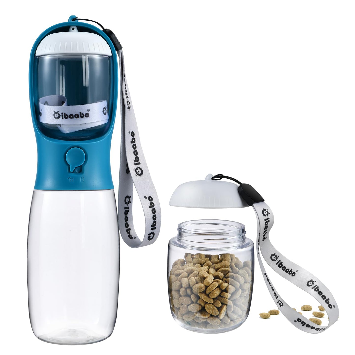 Dog Water Bottle with Food Container, Travel Puppy Water Bowl, Portable Pet Dispenser, Cat Walking and Hiking Dog Gift