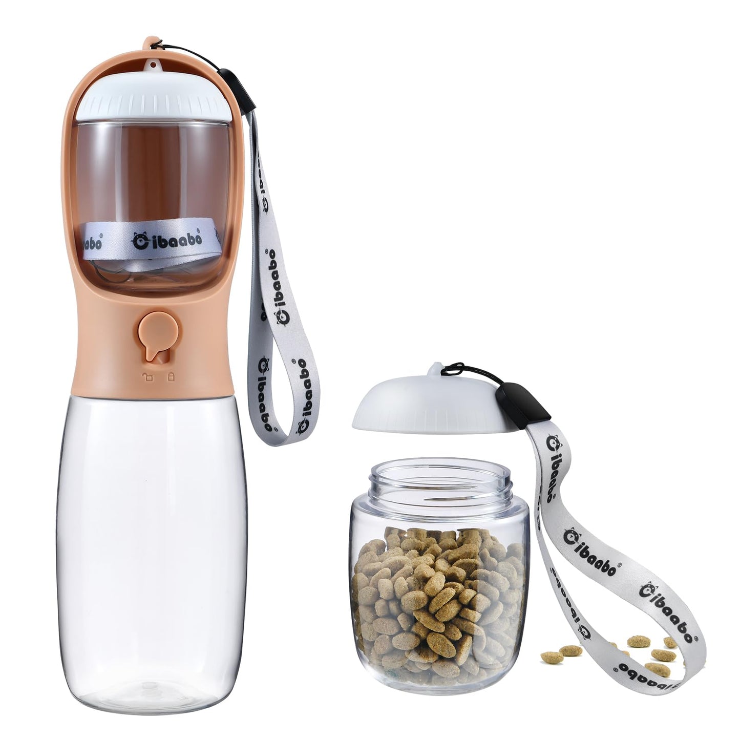 Dog Water Bottle with Food Container, Travel Puppy Water Bowl, Portable Pet Dispenser, Cat Walking and Hiking Dog Gift