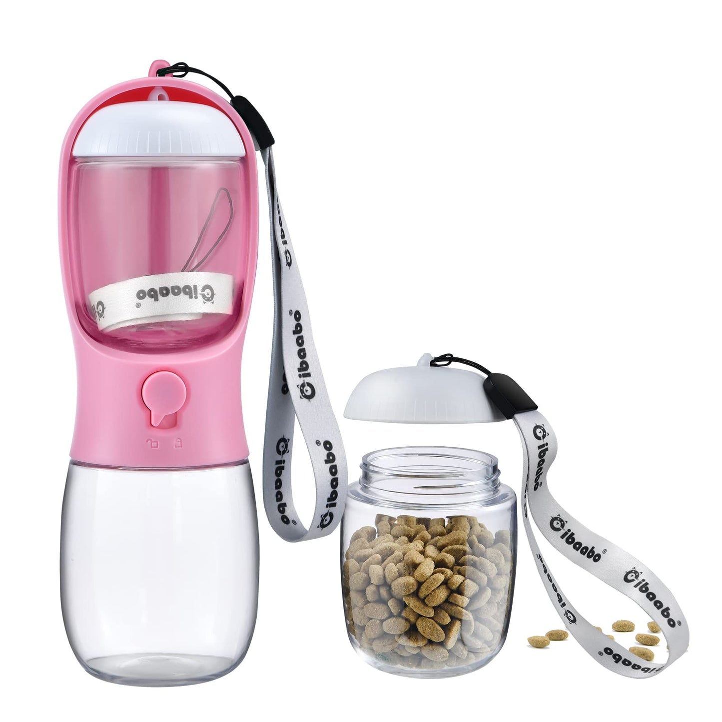 Dog Water Bottle with Food Container, Travel Puppy Water Bowl, Portable Pet Dispenser, Cat Walking and Hiking Dog Gift