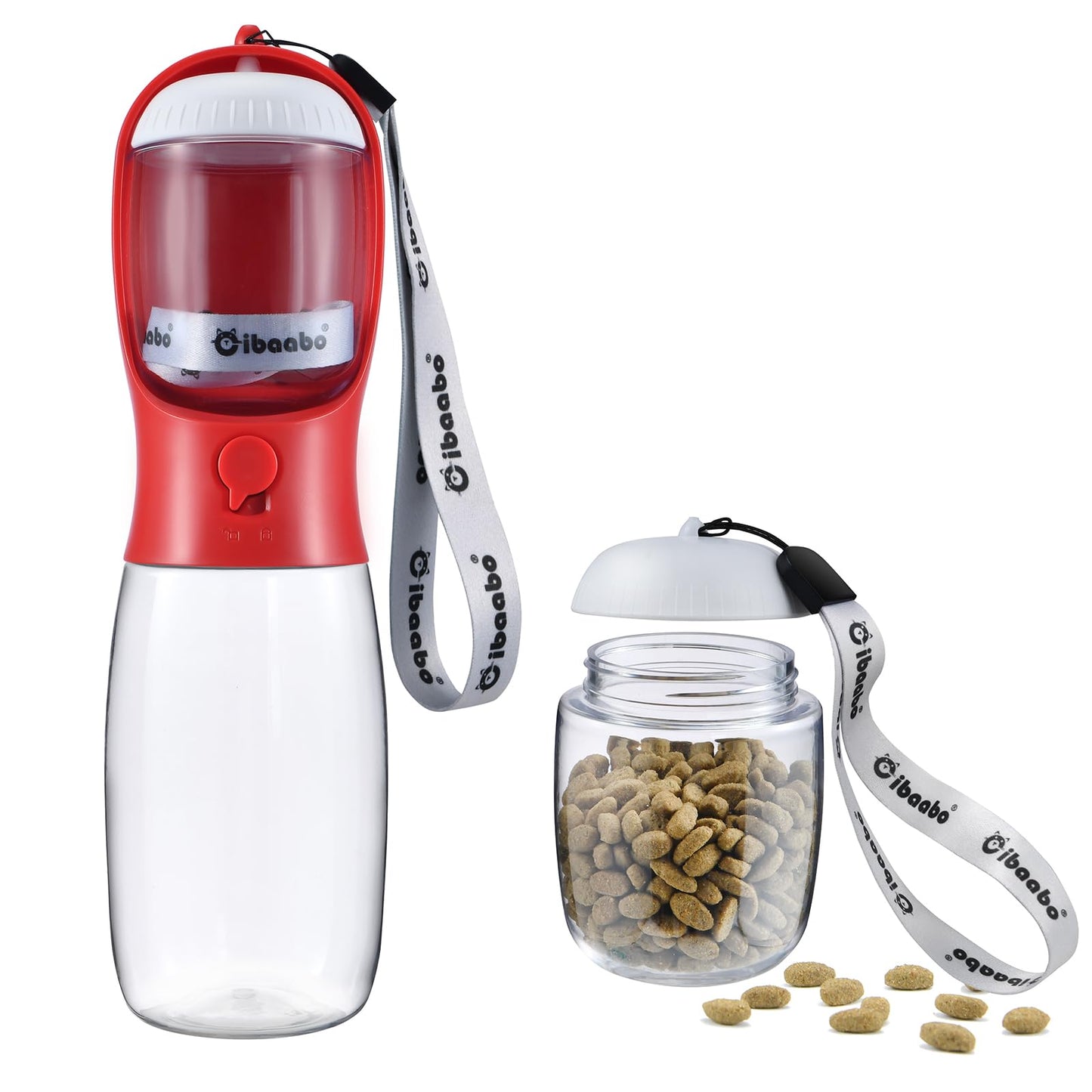 Dog Water Bottle with Food Container, Travel Puppy Water Bowl, Portable Pet Dispenser, Cat Walking and Hiking Dog Gift