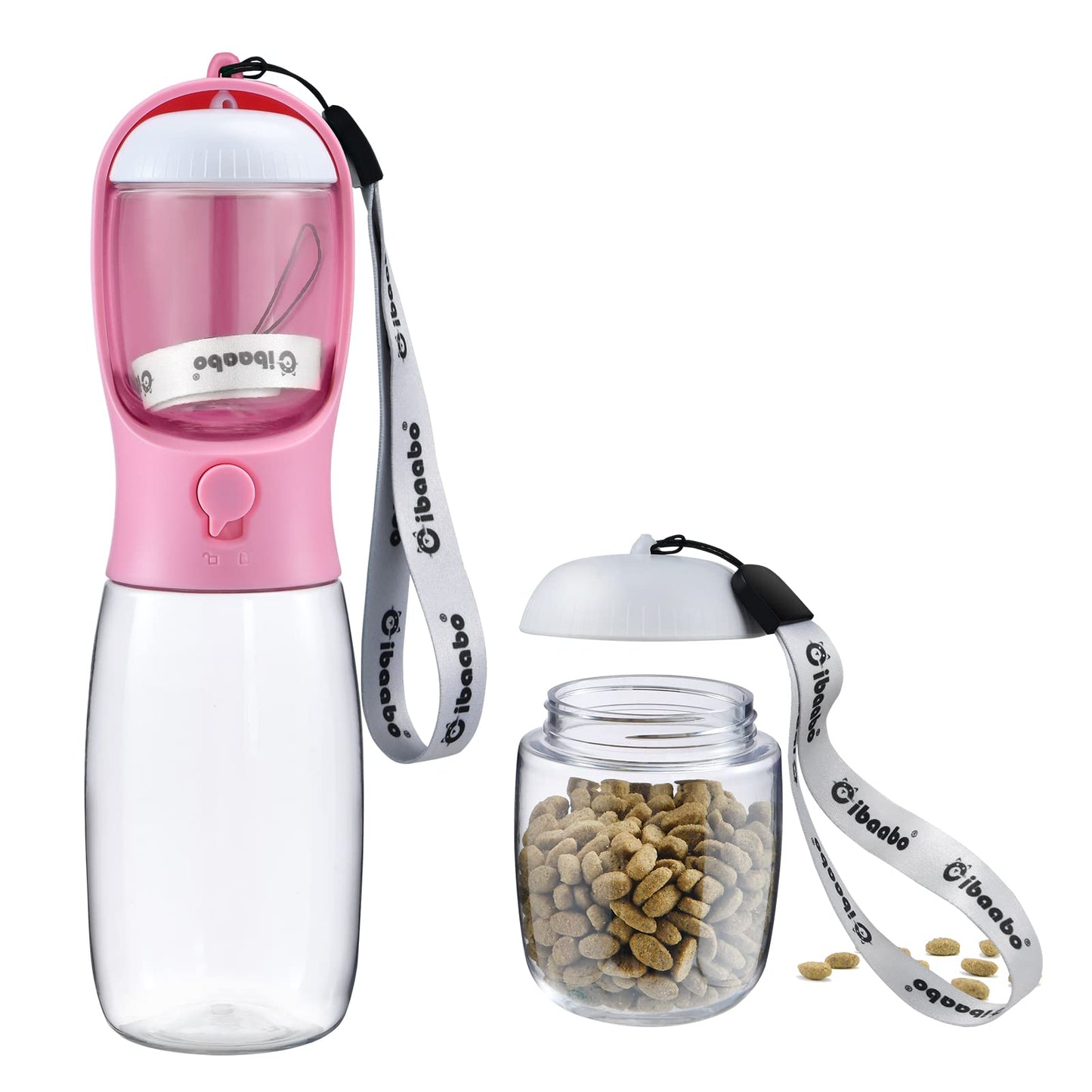 Dog Water Bottle with Food Container, Travel Puppy Water Bowl, Portable Pet Dispenser, Cat Walking and Hiking Dog Gift