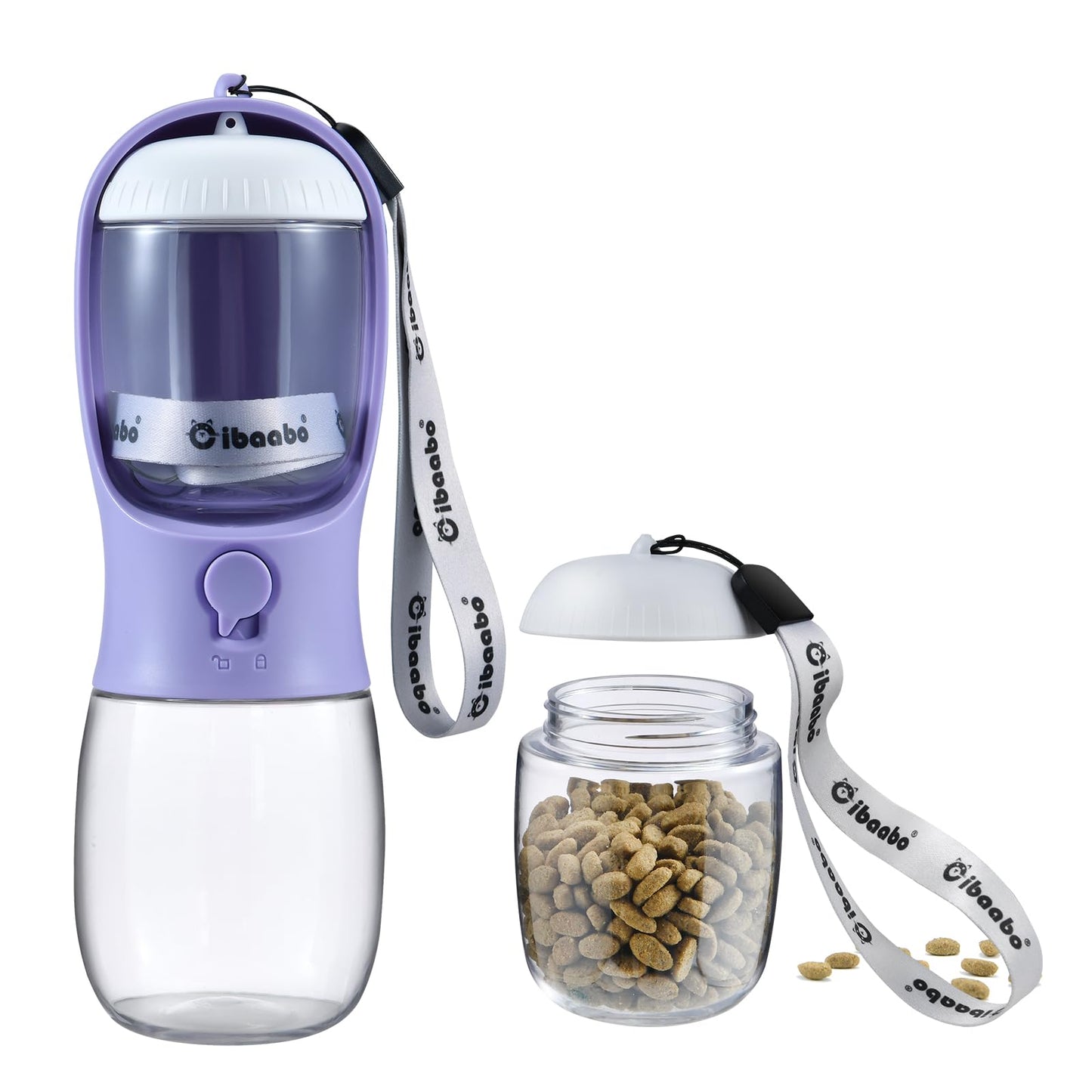 Dog Water Bottle with Food Container, Travel Puppy Water Bowl, Portable Pet Dispenser, Cat Walking and Hiking Dog Gift
