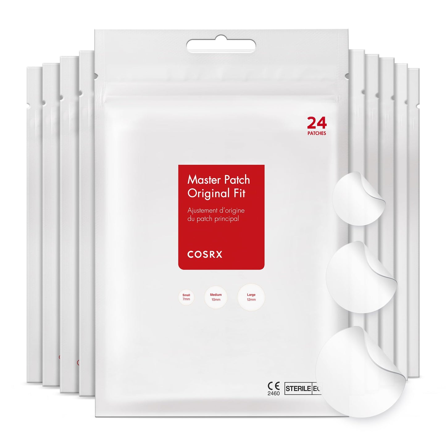 COSRX Acne Pimple Patch Absorbing Hydrocolloid Original 3 Size Patches for Blemishes and Zits Cover, Spot Stickers for Face and Body, Not Tested on Animals (72)