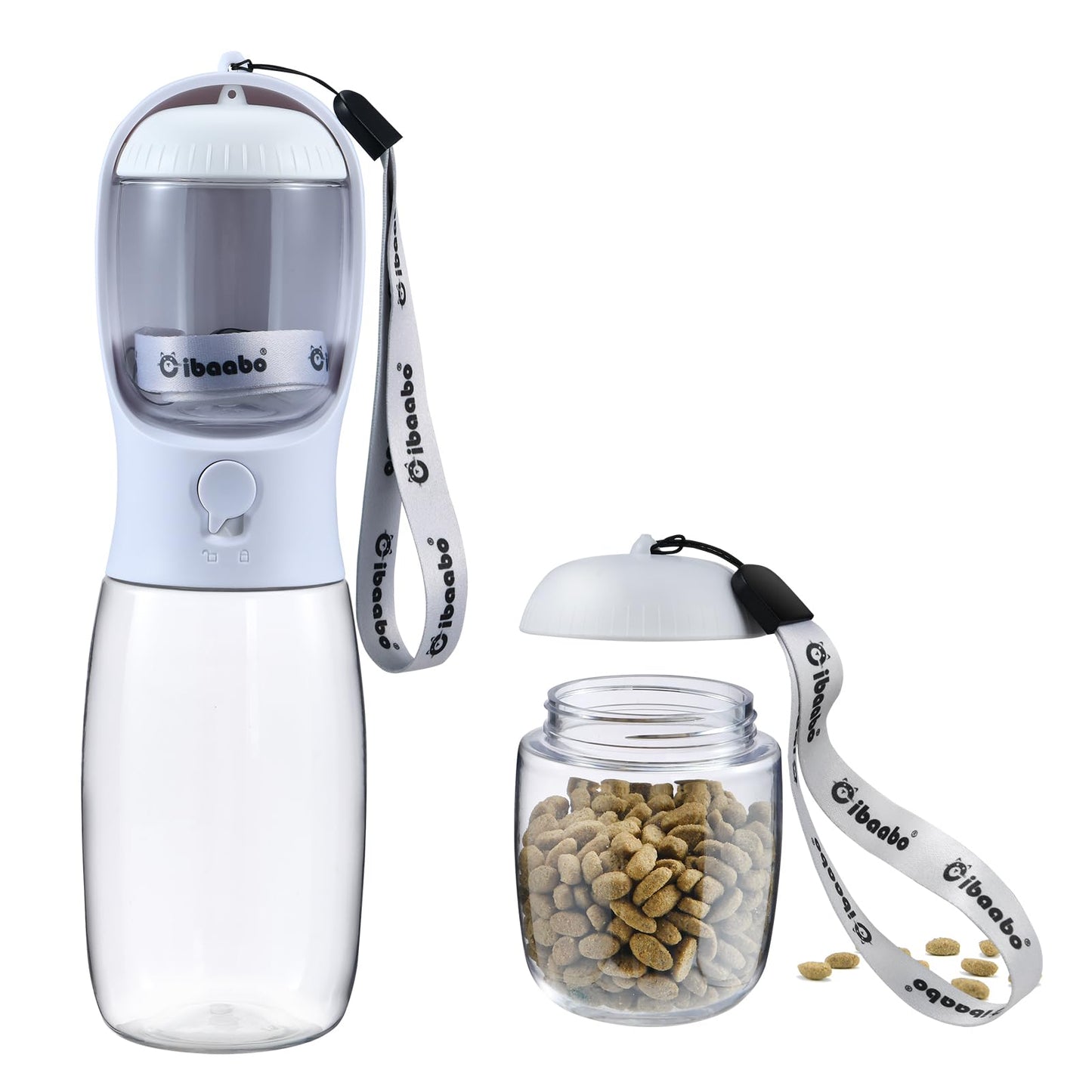 Dog Water Bottle with Food Container, Travel Puppy Water Bowl, Portable Pet Dispenser, Cat Walking and Hiking Dog Gift