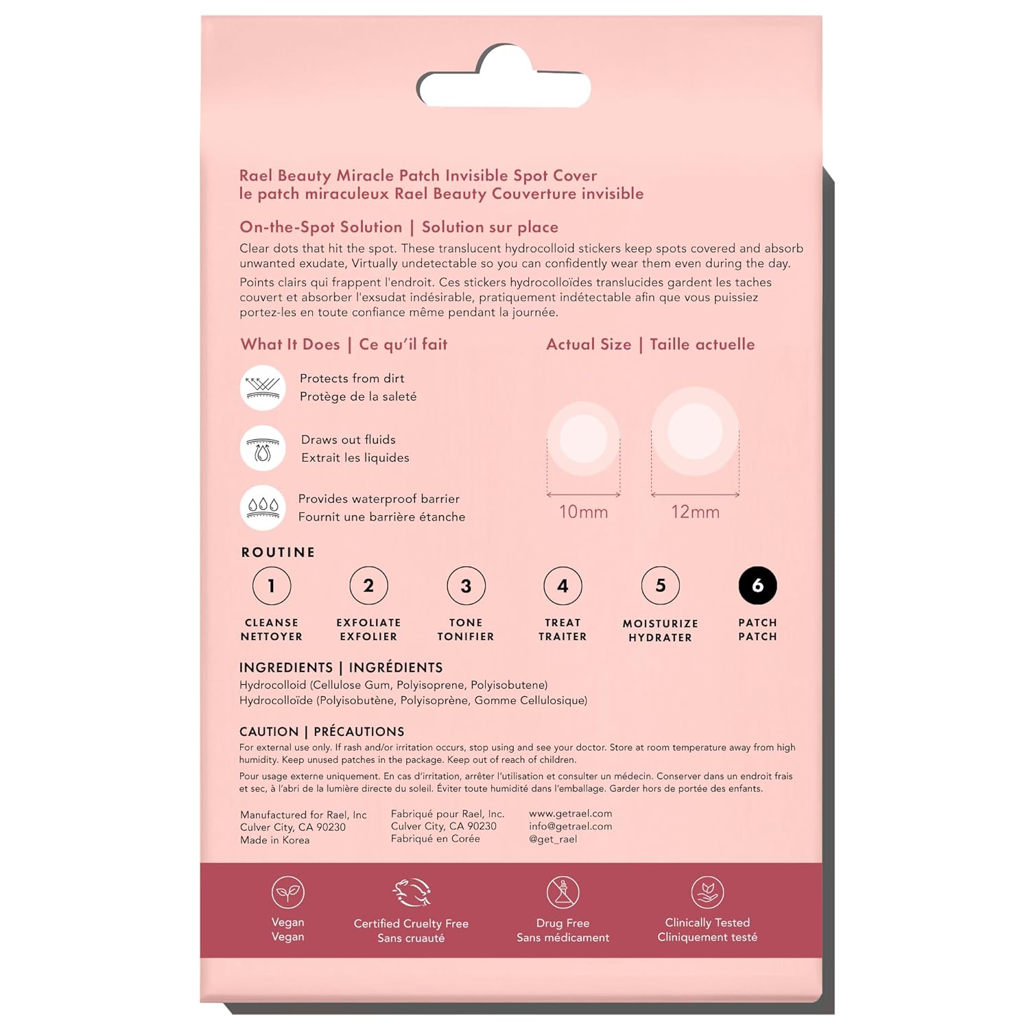 Rael Pimple Patches, Miracle Invisible Spot Cover - Hydrocolloid Acne Patch, Treatment for Breakouts, Absorbs Zits & Blemish, Korean Skin Care, 2 Sizes (96 Count)