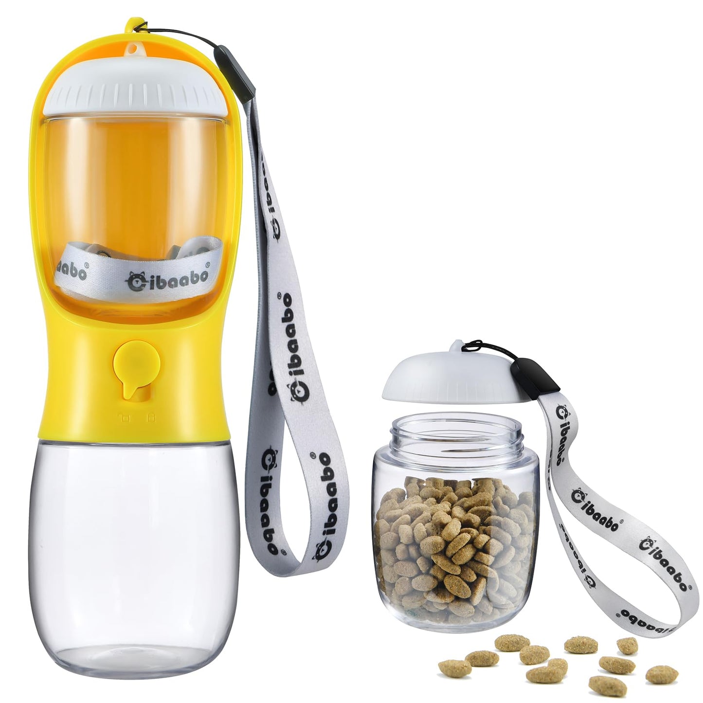 Dog Water Bottle with Food Container, Travel Puppy Water Bowl, Portable Pet Dispenser, Cat Walking and Hiking Dog Gift