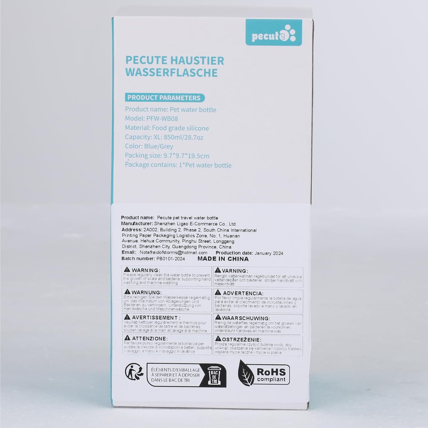 Pecute Upgraded 22 oz Dog Water Bottle with 5 oz Food Container, Portable Dog Travel Water Bottle Dispenser, Leakproof, BPA Free, Lightweight, Pet Water Bottle Bowl for Outdoor Walking Hiking Camping