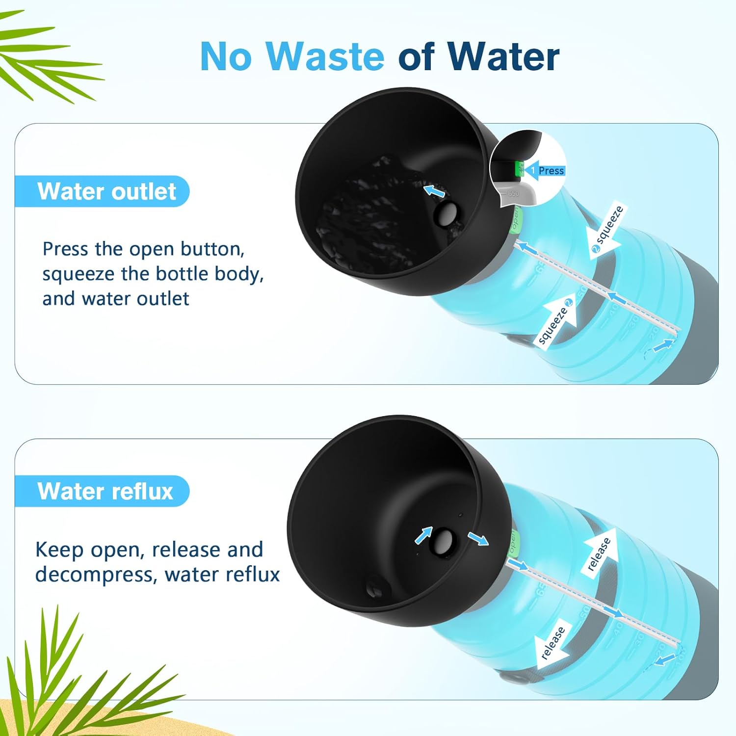 Pecute Upgraded 22 oz Dog Water Bottle with 5 oz Food Container, Portable Dog Travel Water Bottle Dispenser, Leakproof, BPA Free, Lightweight, Pet Water Bottle Bowl for Outdoor Walking Hiking Camping