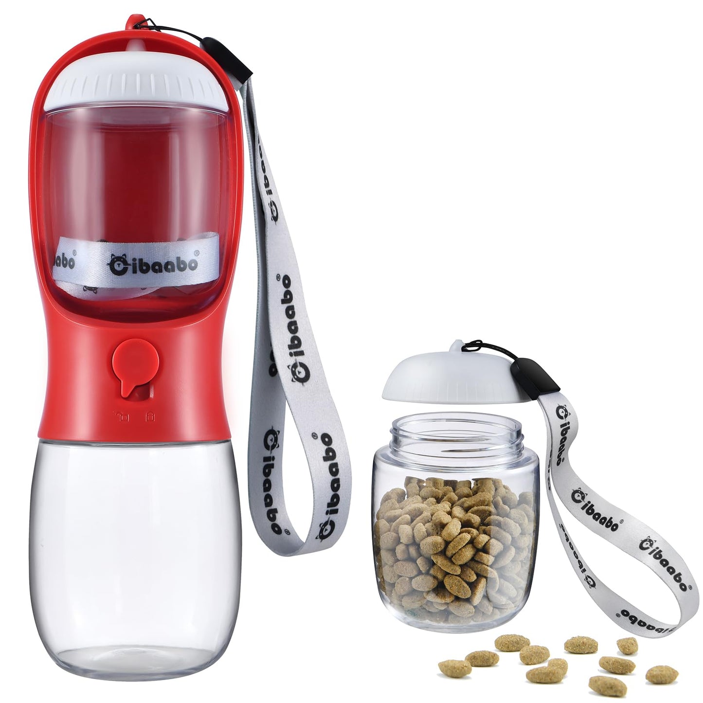 Dog Water Bottle with Food Container, Travel Puppy Water Bowl, Portable Pet Dispenser, Cat Walking and Hiking Dog Gift