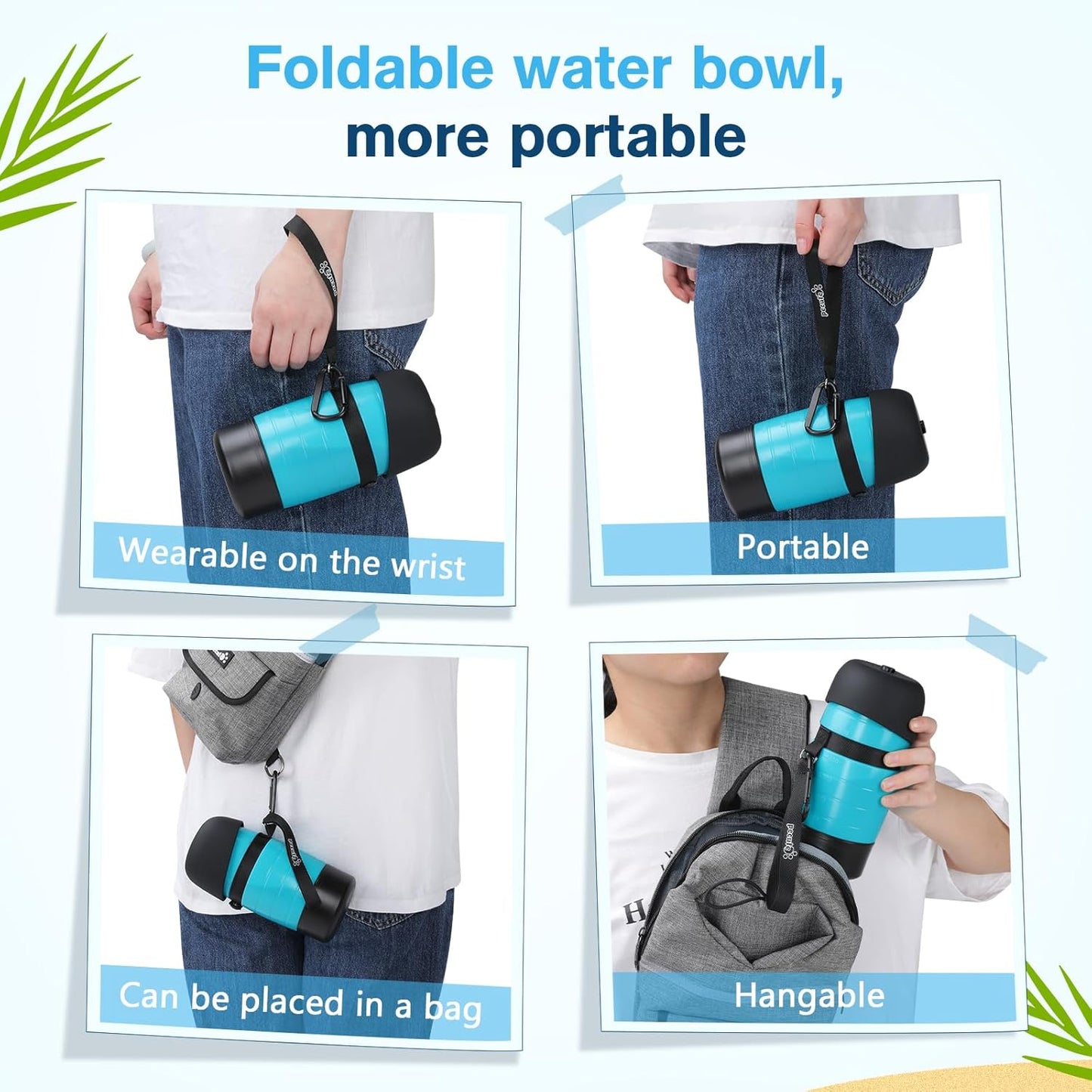 Pecute Upgraded 22 oz Dog Water Bottle with 5 oz Food Container, Portable Dog Travel Water Bottle Dispenser, Leakproof, BPA Free, Lightweight, Pet Water Bottle Bowl for Outdoor Walking Hiking Camping