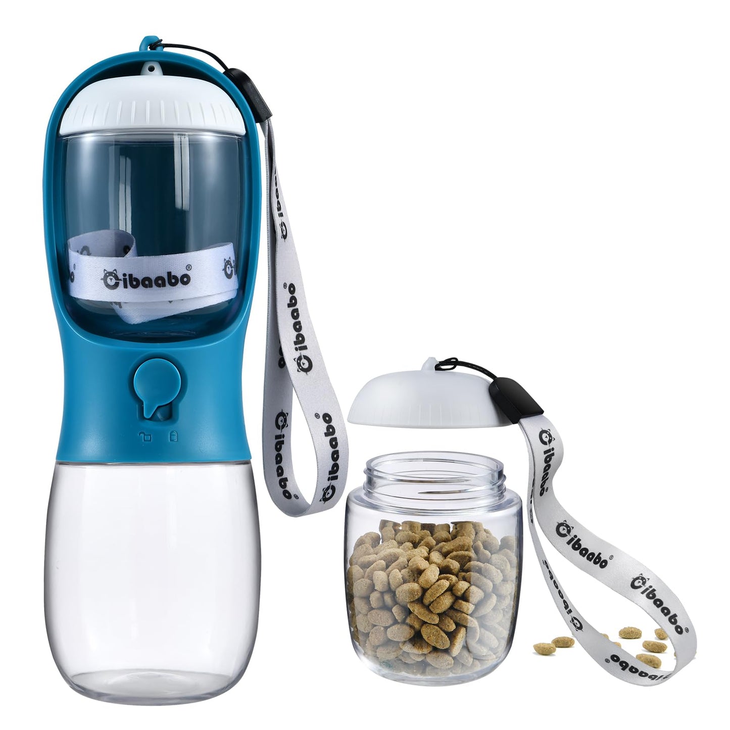 Dog Water Bottle with Food Container, Travel Puppy Water Bowl, Portable Pet Dispenser, Cat Walking and Hiking Dog Gift