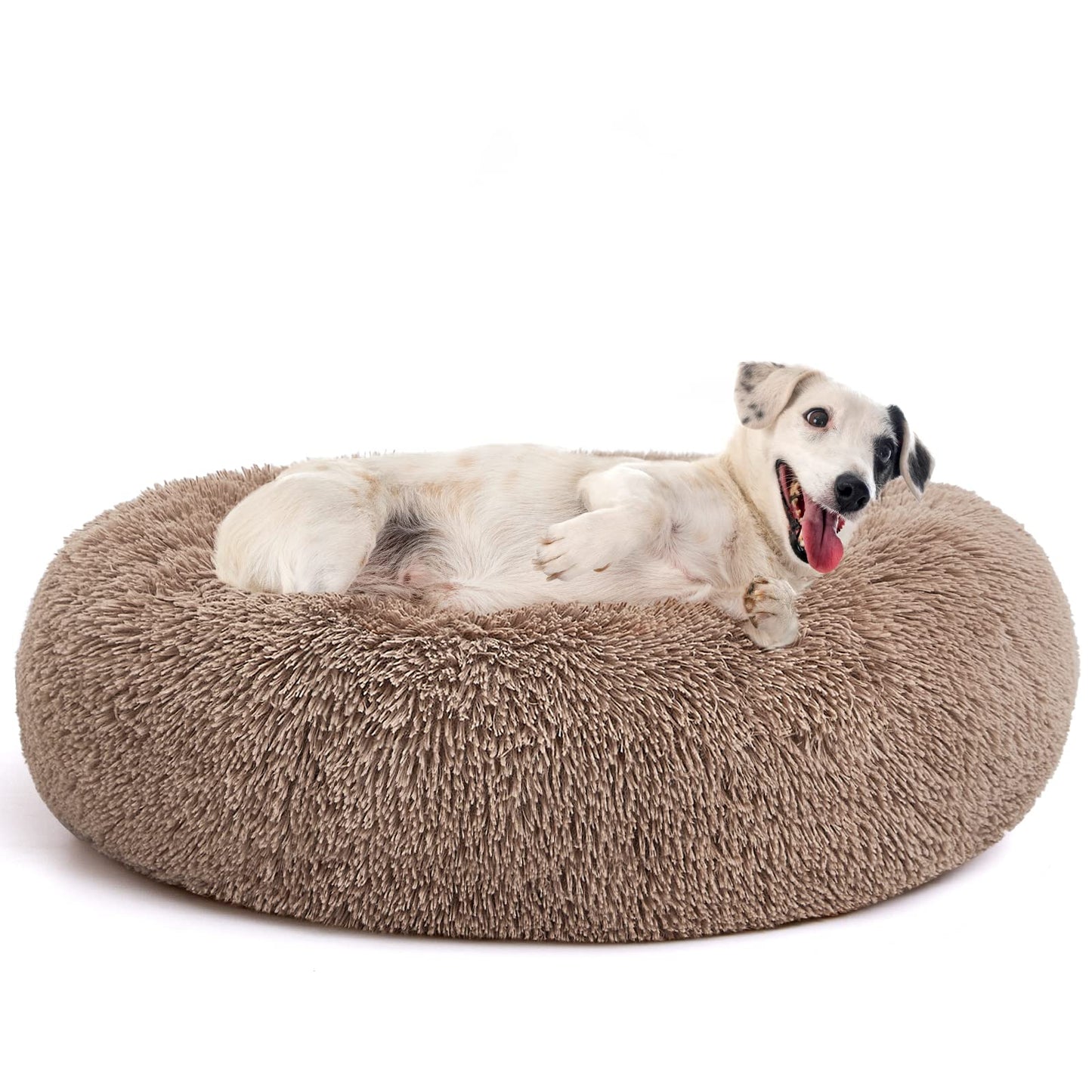 MIXJOY Orthopedic Dog Bed Comfortable Donut Cuddler Round Pet Beds Ultra Soft Washable Dog and Cat Cushion (20''/23''/30'') (23'', Brown)