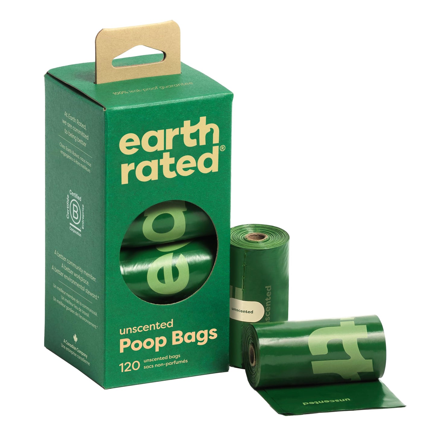 Earth Rated Poop Bags for Dogs, Guaranteed Leak Proof and Extra Thick Waste Bag Refill Rolls, Unscented, 270 Count