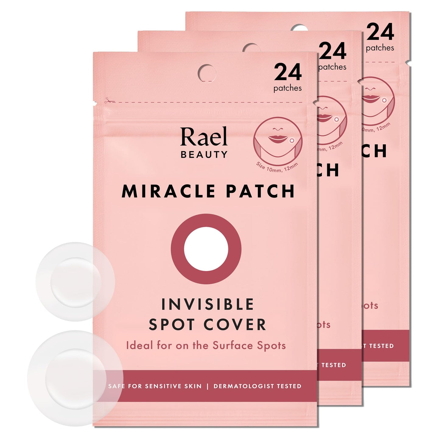 Rael Pimple Patches, Miracle Invisible Spot Cover - Hydrocolloid Acne Patch, Treatment for Breakouts, Absorbs Zits & Blemish, Korean Skin Care, 2 Sizes (96 Count)