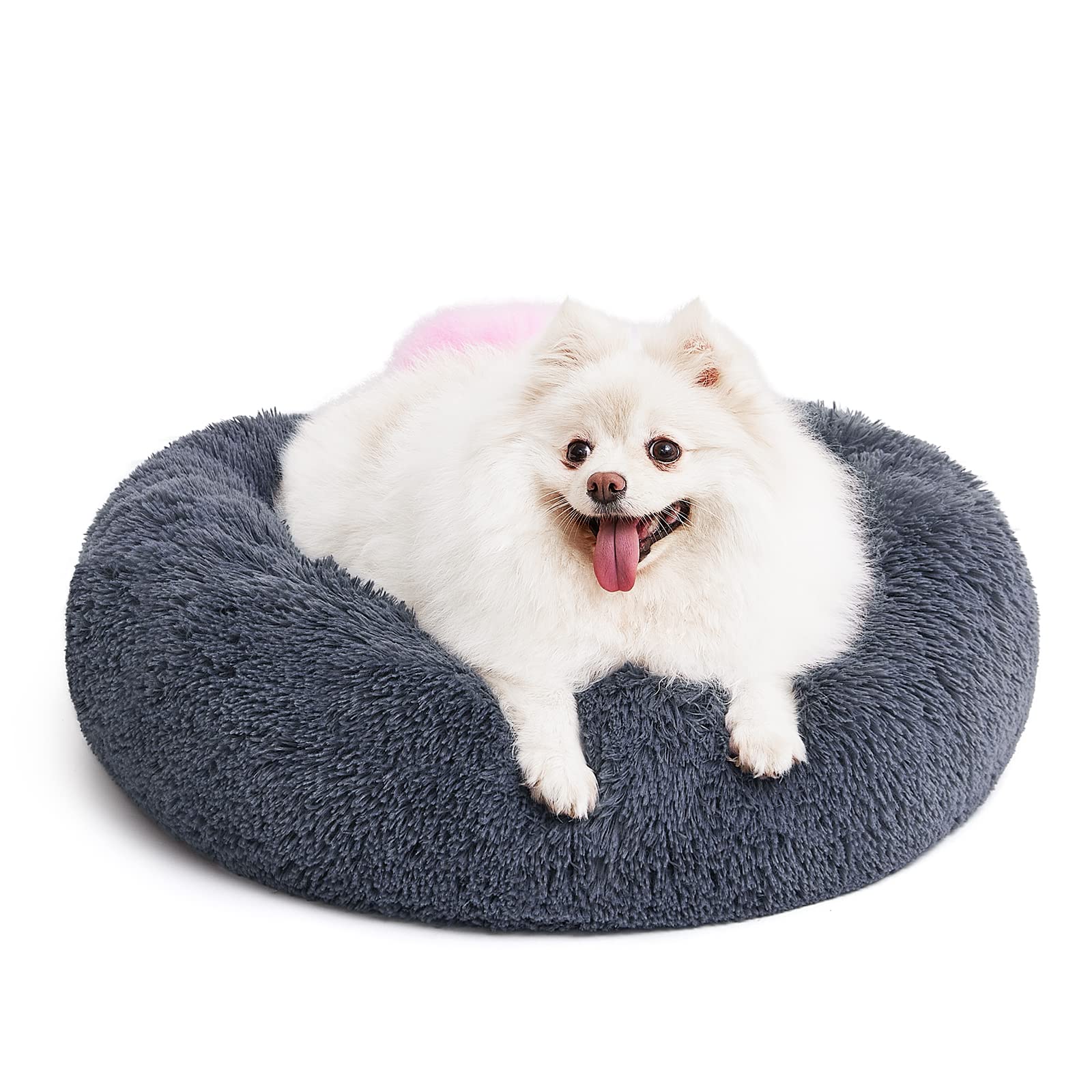 MIXJOY Orthopedic Dog Bed Comfortable Donut Cuddler Round Pet Beds Ultra Soft Washable Dog and Cat Cushion (20''/23''/30'') (23'', Brown)
