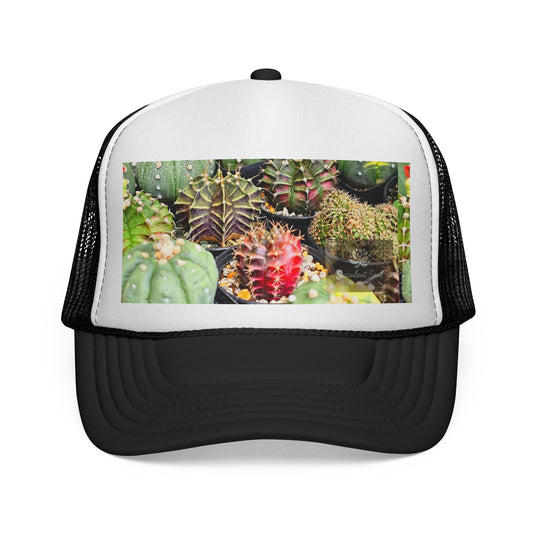 Cactus Print Trucker Cap | Trendy Sun Hat, Casual Outdoor Accessory, Gift for Garden Lovers, Summer Fashion, Unique Gift Idea