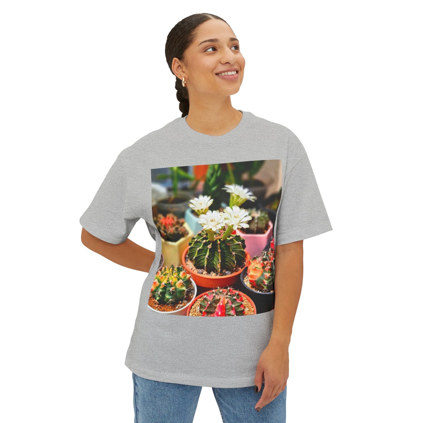Succulent Soul Oversized Tee, Relaxed Fit T-Shirt for Plant Lovers, Gift for Gardeners, Casual Everyday Wear, Eco-Friendly Fashion