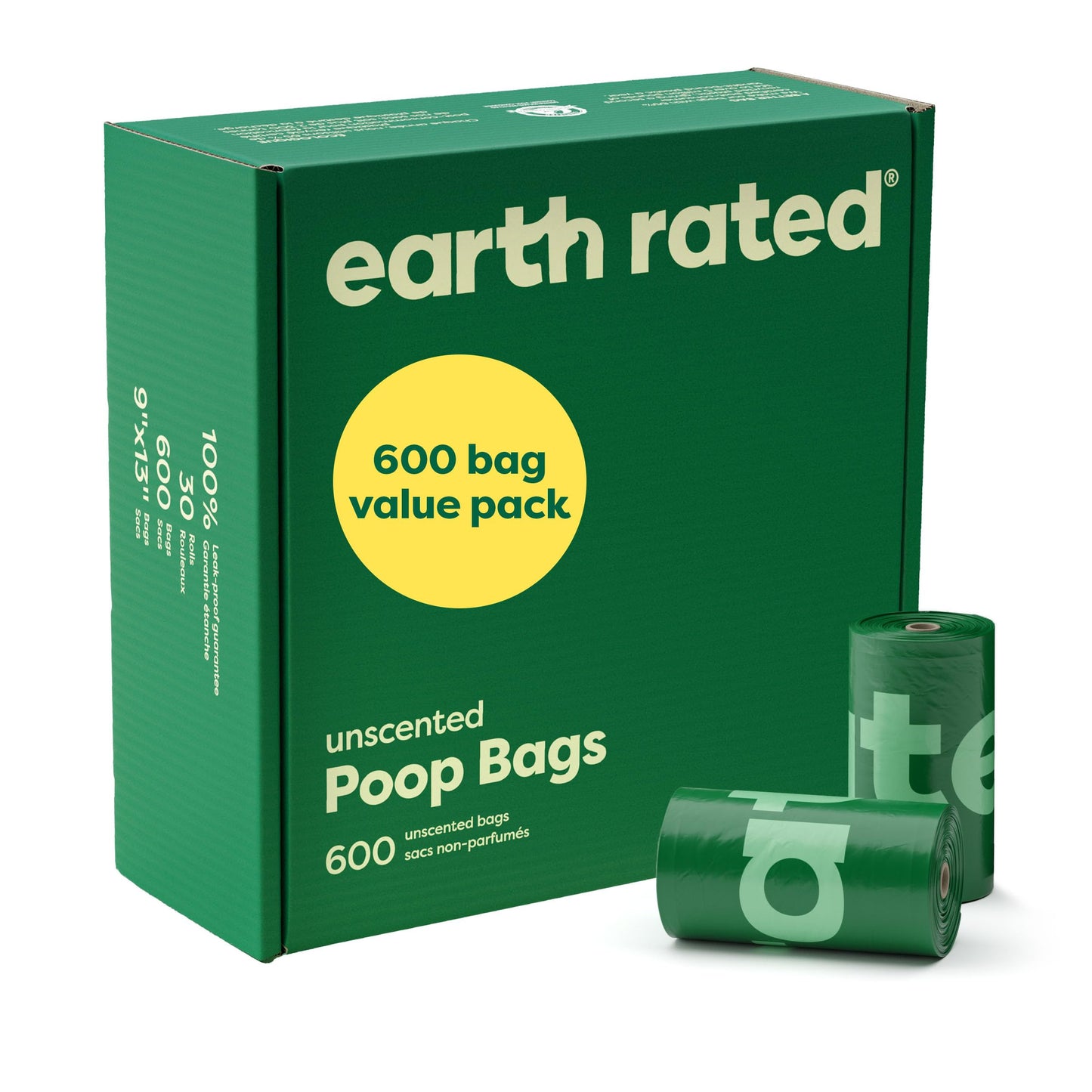 Earth Rated Poop Bags for Dogs, Guaranteed Leak Proof and Extra Thick Waste Bag Refill Rolls, Unscented, 270 Count