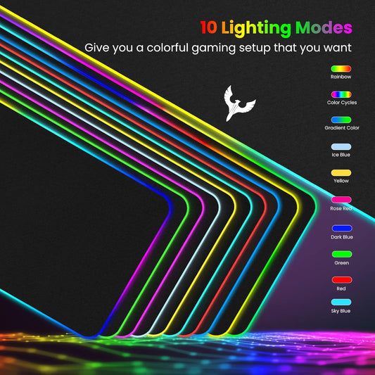 BladeHawks Extra Large RGB Gaming Mouse Pad-14 Light Modes, Extended Soft LED Mouse Pad, Anti-Slip Rubber Base, Computer Keyboard Mousepad Mat (31.5 x 12 Inch)