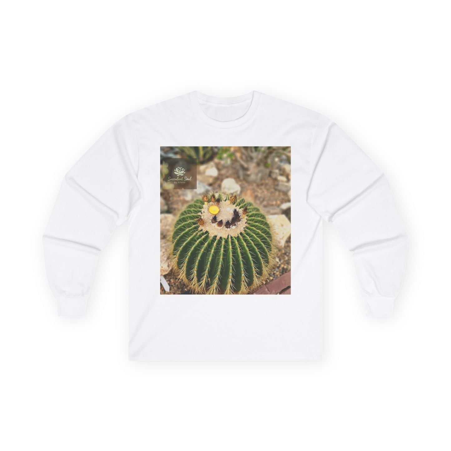Succulent Soul Long Sleeve Tee | Plant Lover Gift, Botanical Fashion, Nature Enthusiast Apparel, Gardening Shirt, Trendy Casual Wear