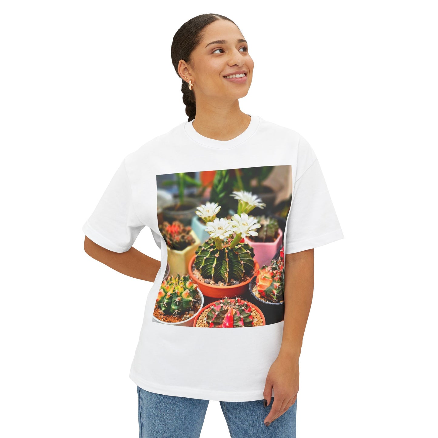Succulent Soul Oversized Tee, Relaxed Fit T-Shirt for Plant Lovers, Gift for Gardeners, Casual Everyday Wear, Eco-Friendly Fashion